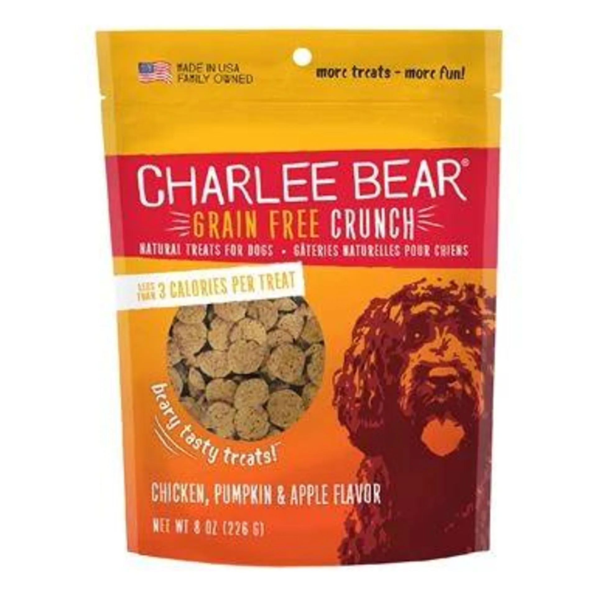 Charlee Bear Grain Free Chicken, Pumpkin & Apple Bear Crunch Dog Treats, 8 Ounces
