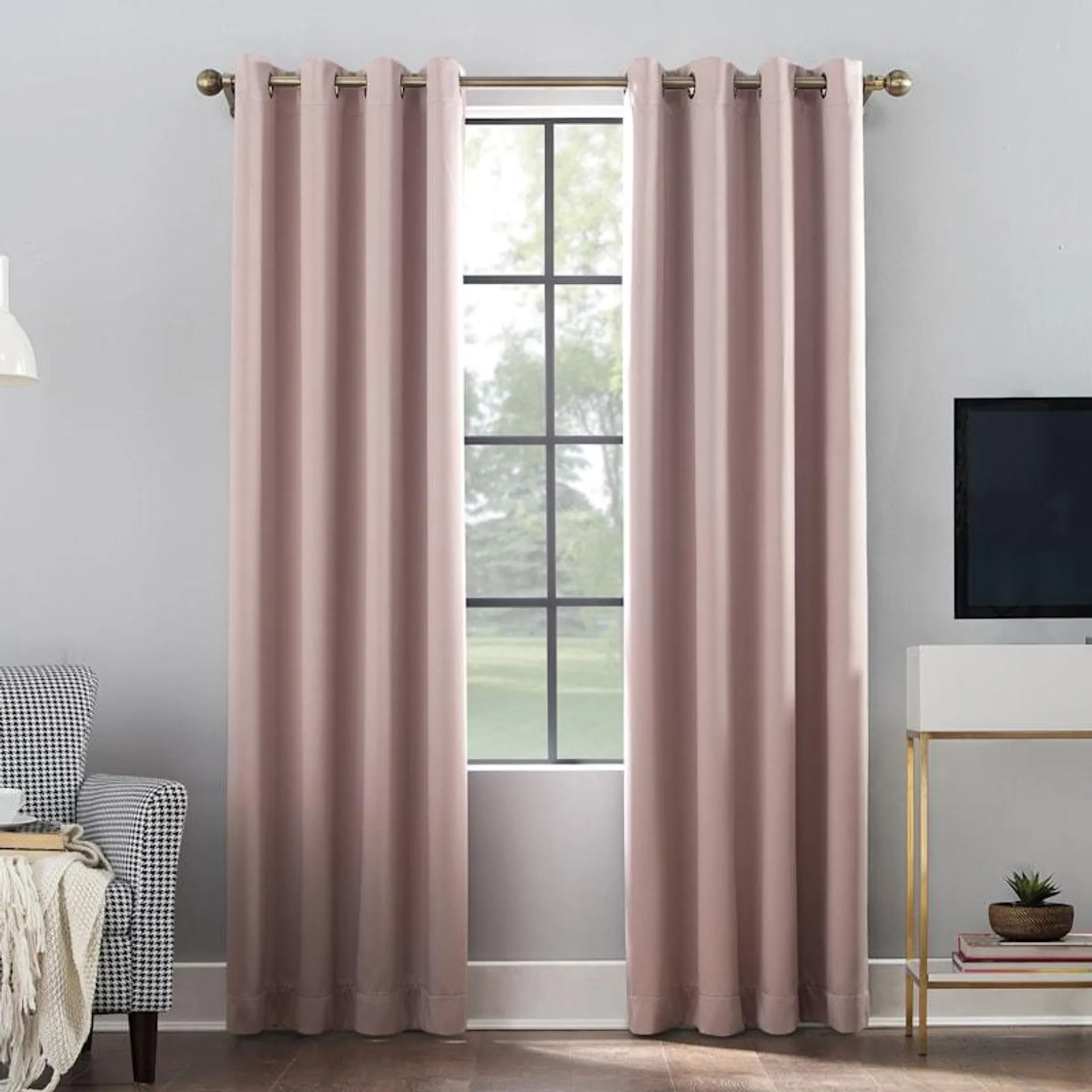 Sun Zero Oslo Blush Blackout Grommet Curtain Panel, 84"