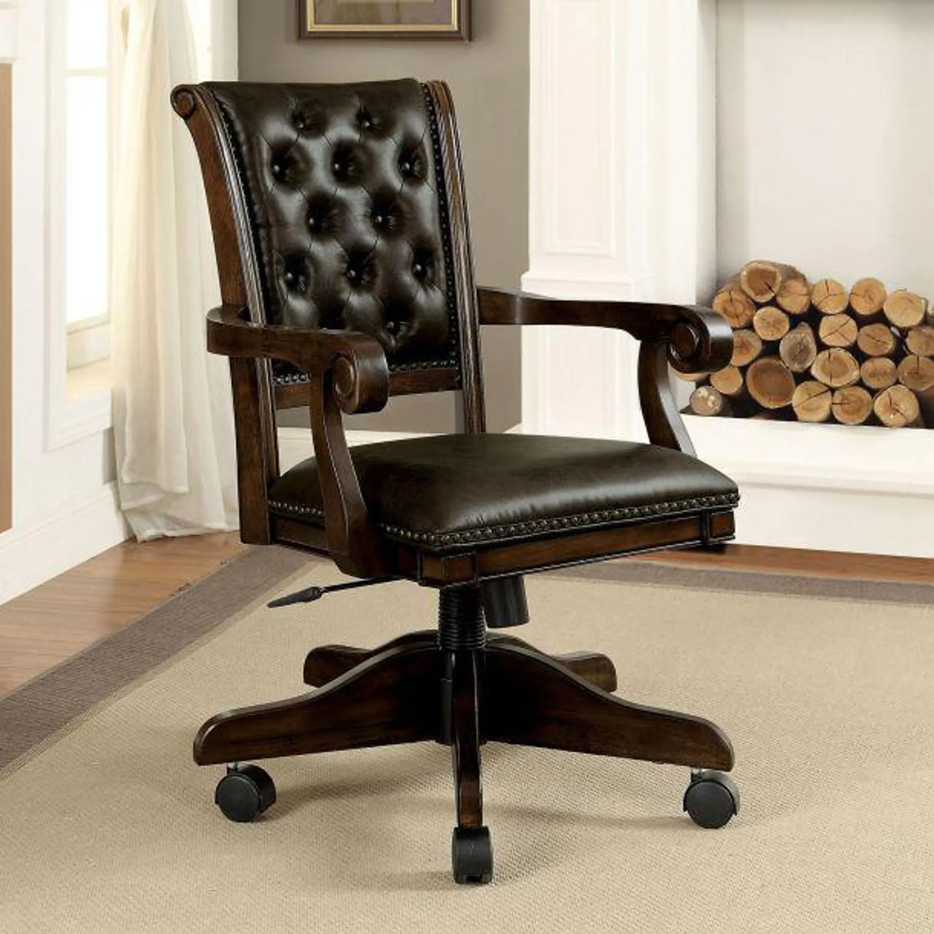 Kalia Height-Adjustable Arm Chair - Brown/Dark Brown