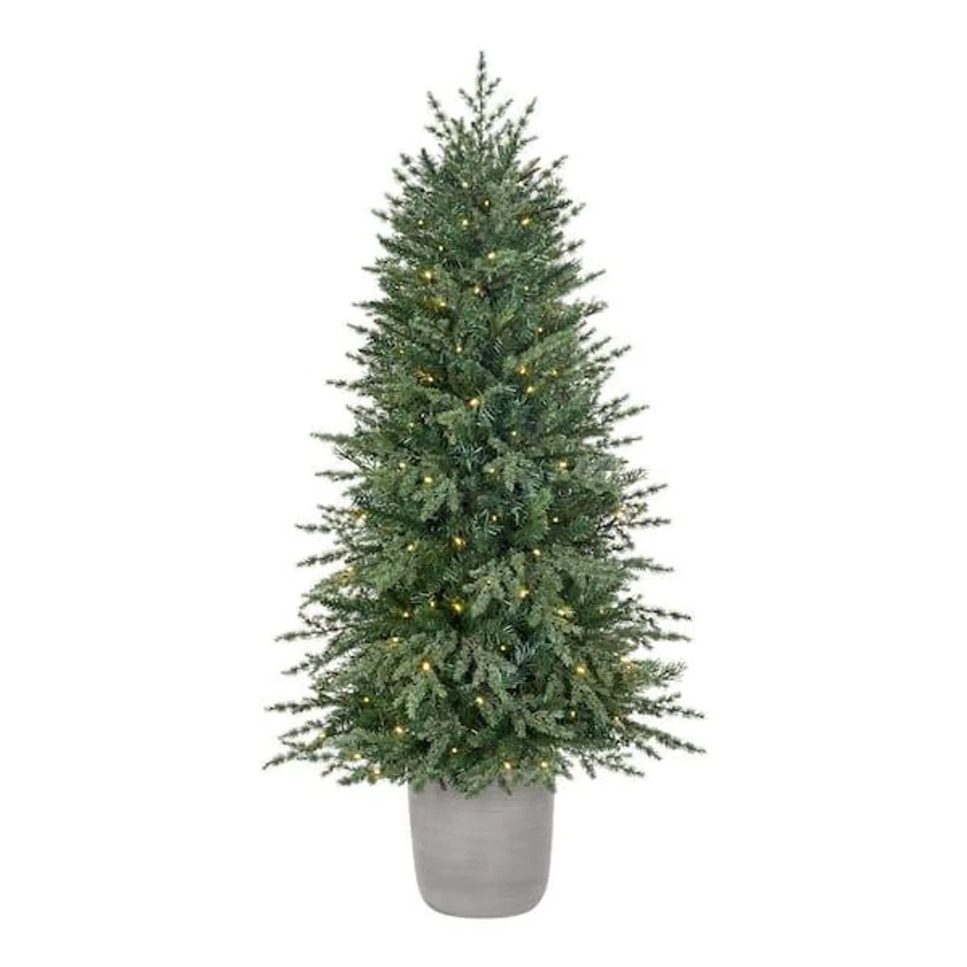 4.5 ft. Pre-Lit LED Grand Fir Artificial Christmas Tree with Resin Pot