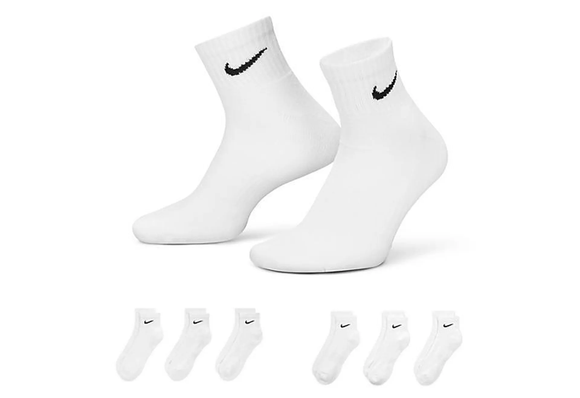 Nike Mens Xtra Large Quarter Socks 6 Pairs - White