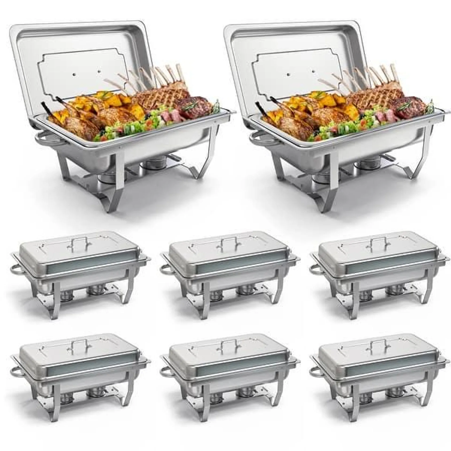 4/6/8 Packs Full Size Chafing Dish 9L Stainless Steel