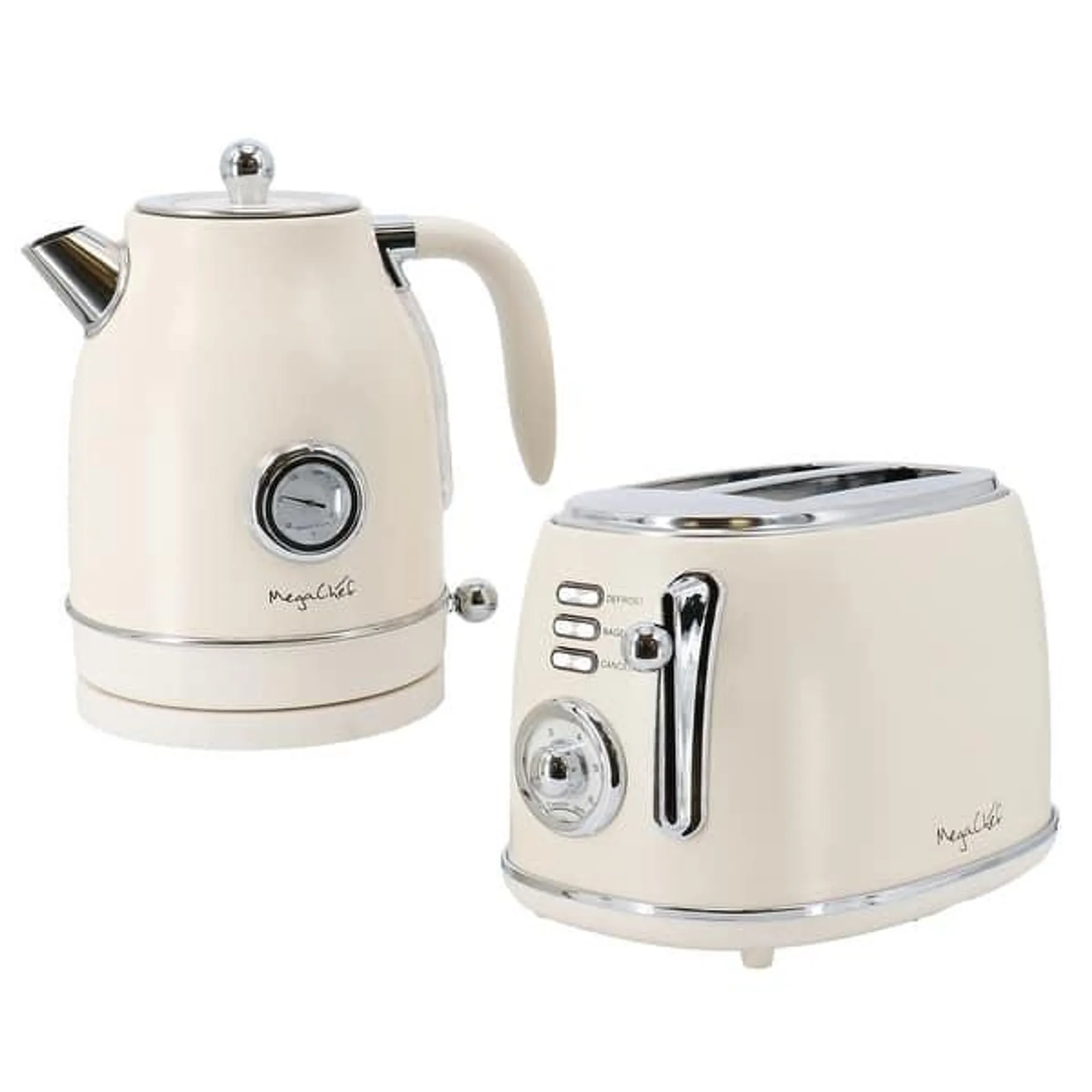 1.7 Liter Electric Tea Kettle and 2 Slice Toaster Combo in Matt Cream