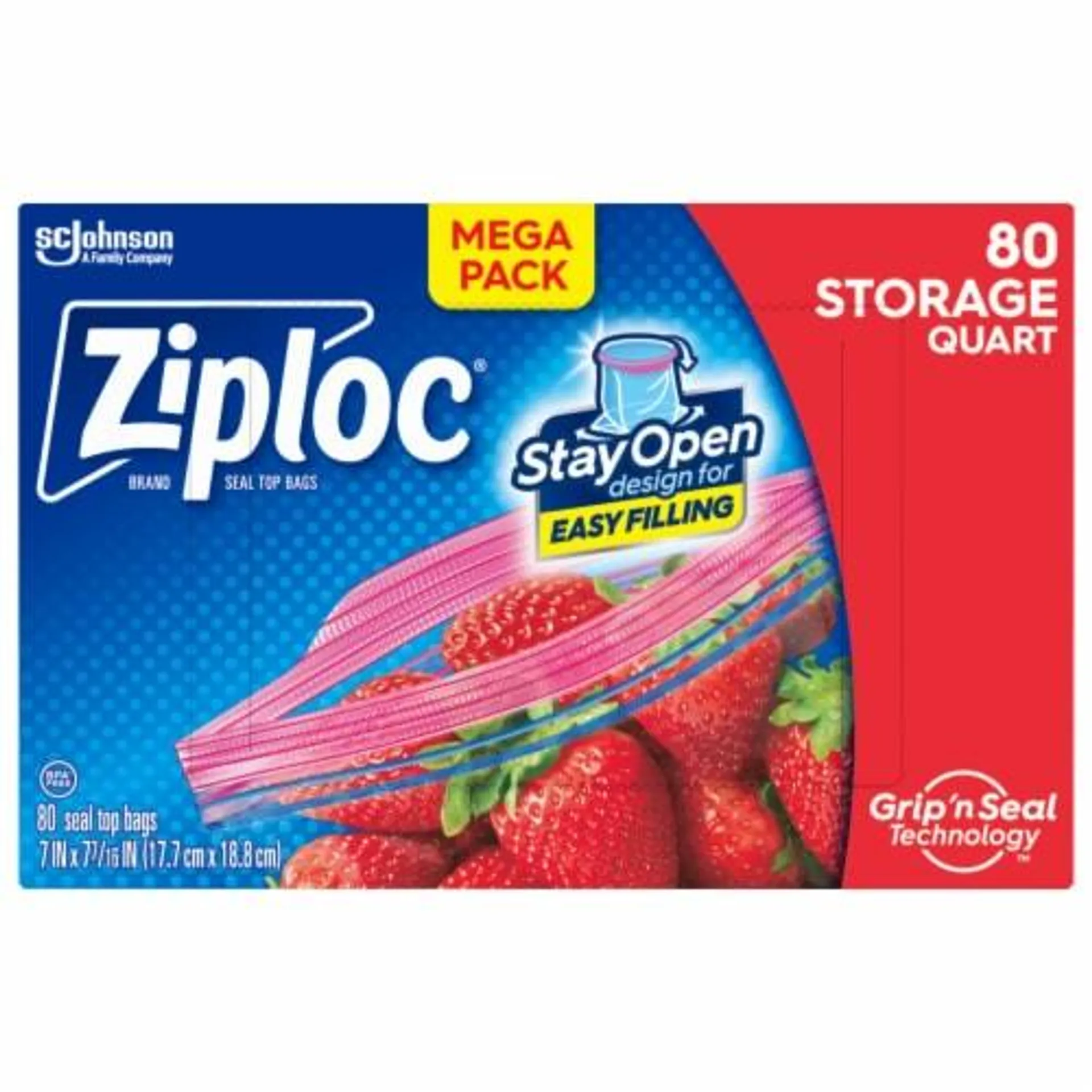 Ziploc® Stand-Up Stay Open Quart Storage Bags Mega Pack