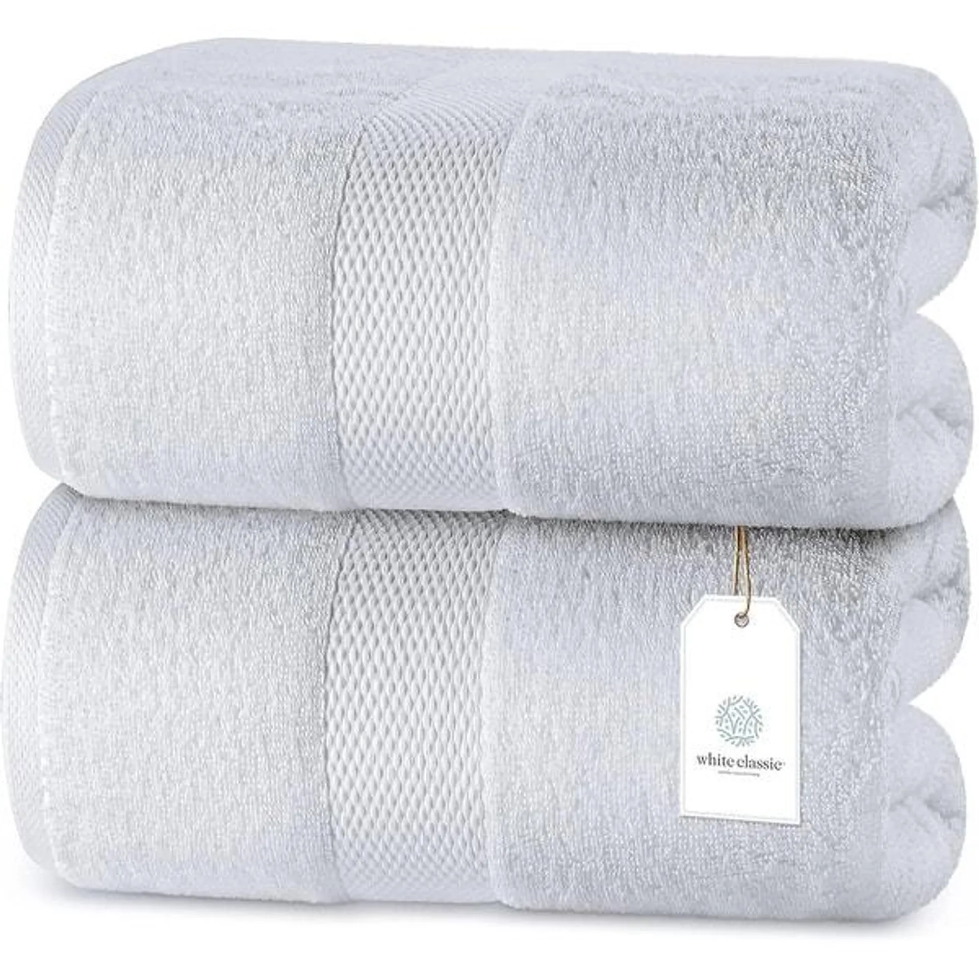 White Classic Luxury Cotton Oversized Bath Sheet 35x70 - Set of 2