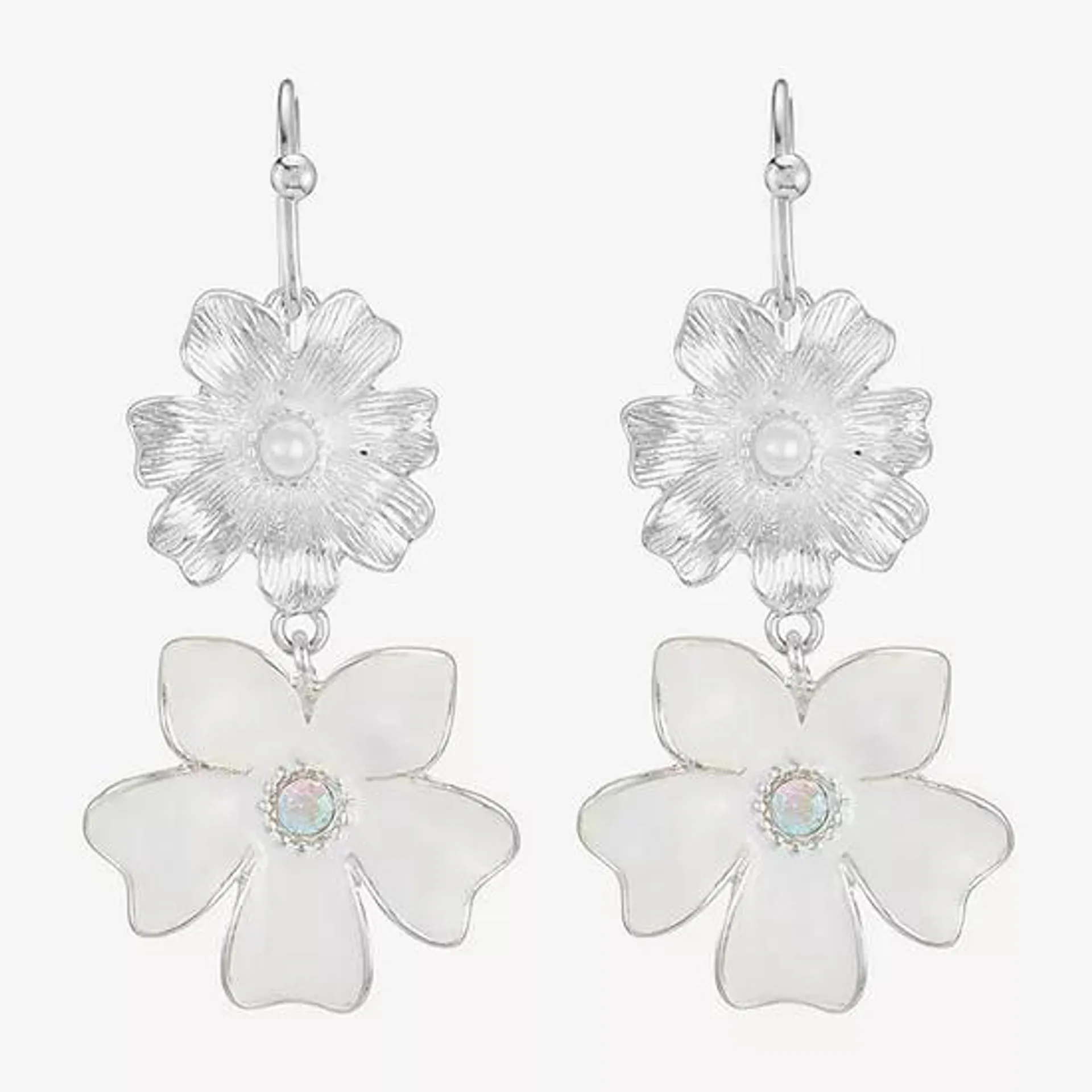 Liz Claiborne Double Flower Drop Earrings