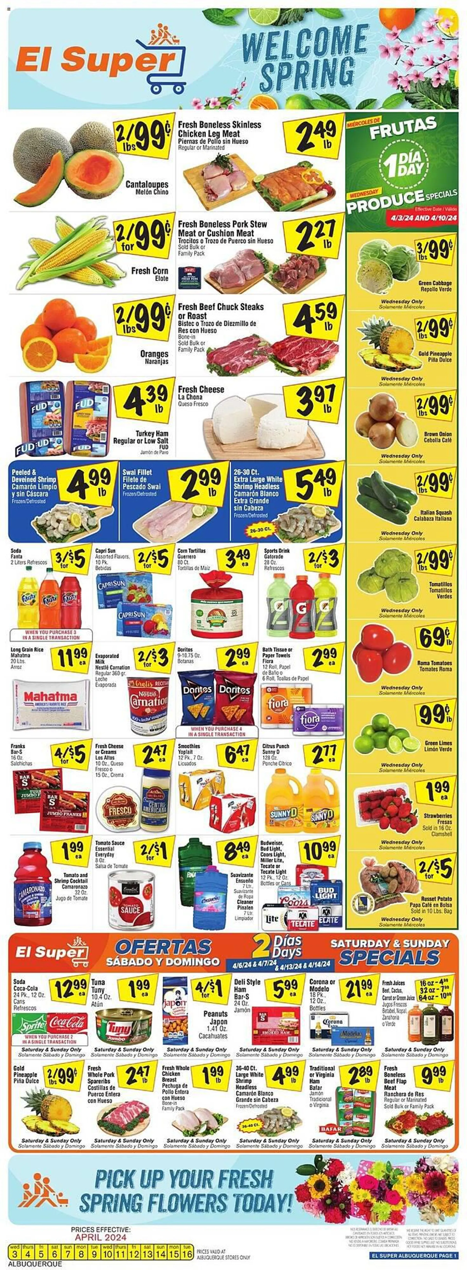 Weekly ad El Super Weekly Ad from April 3 to April 9 2024 - Page 1