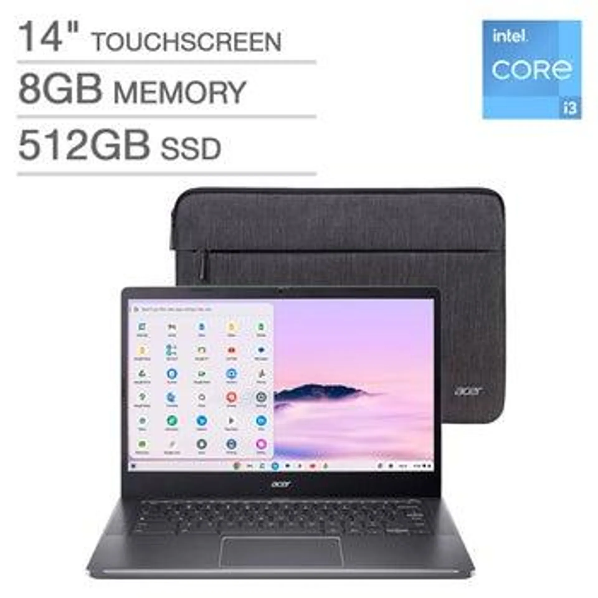 Acer Chromebook Plus 14” Touchscreen Laptop –Intel Core i3-N305 - Protective Sleeve Included