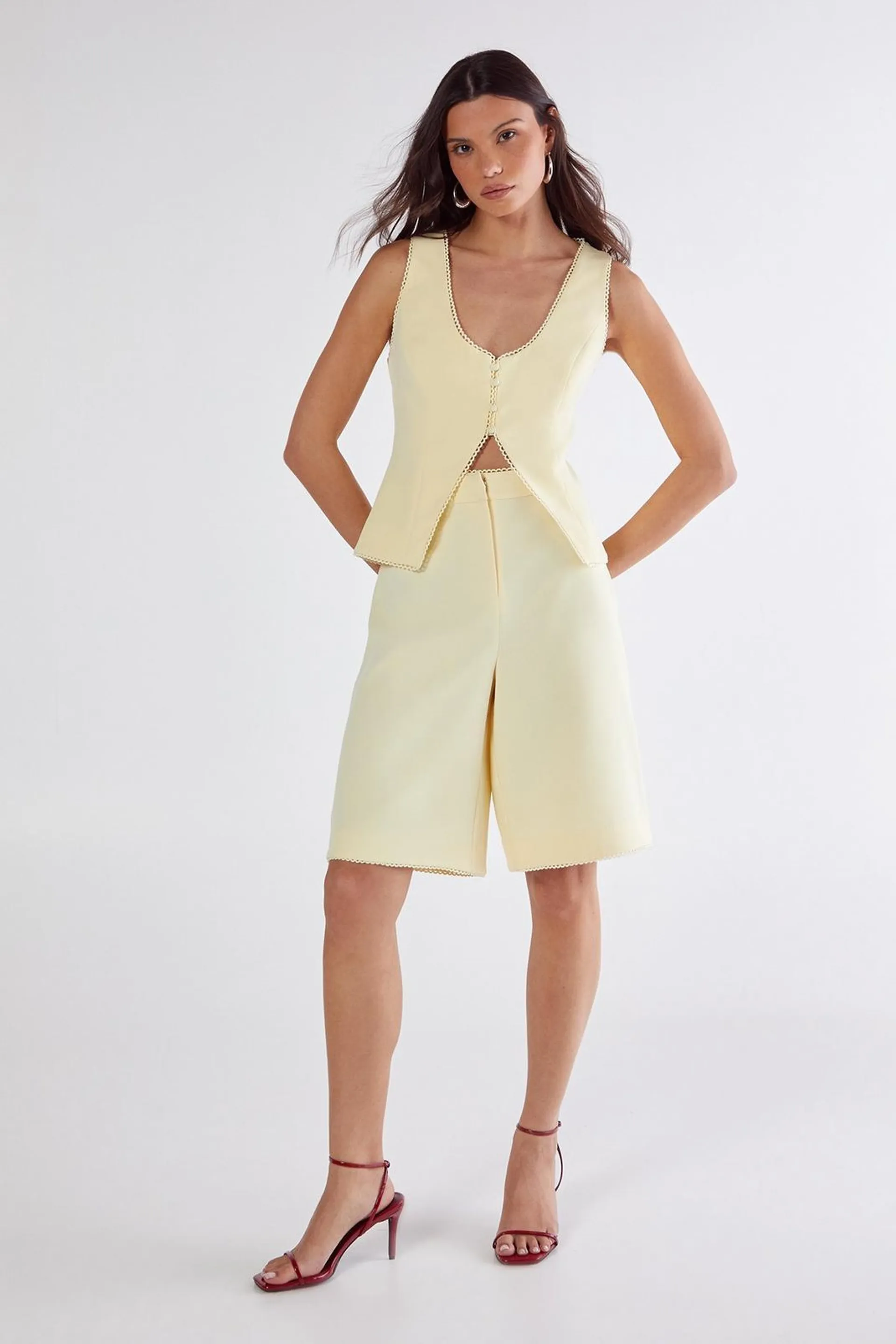 Picot Trim Tailored Top