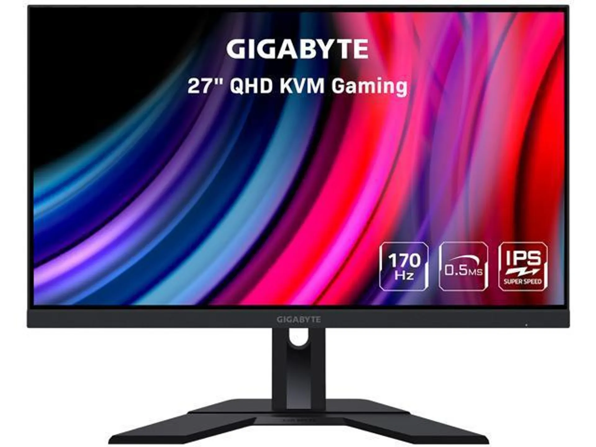 GIGABYTE M27Q 27" 170Hz 1440P KVM Gaming Monitor, 2560 x 1440 SS IPS, 0.5ms (MPRT), 92% DCI P3, HDR Ready, FreeSync Premium, 1x DisplayPort 1.2, 2x HDMI 2.0, 2x USB 3.0, 1x USB Type-C, Height Adjustable