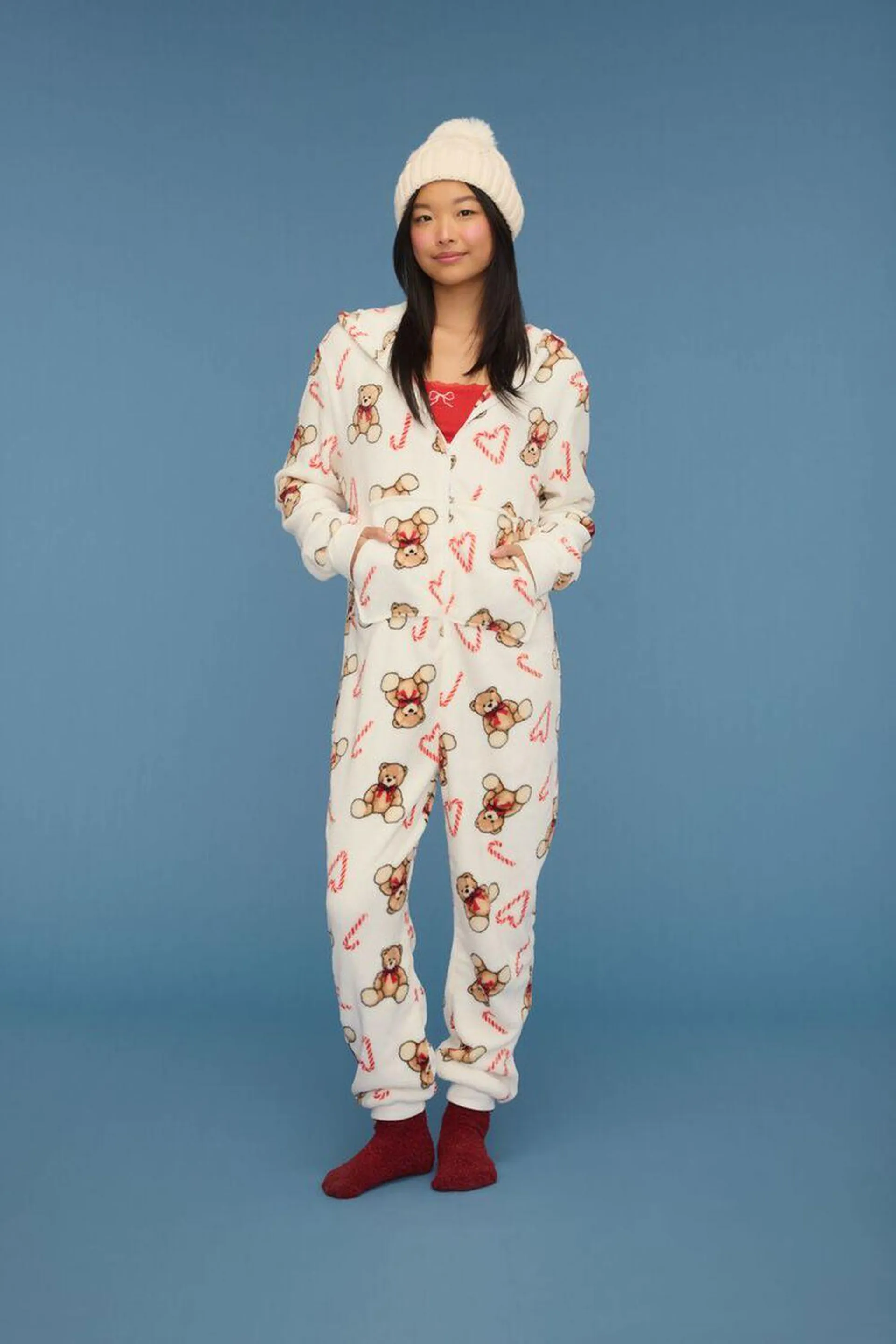 Hooded Teddy Bear Pajama Jumpsuit