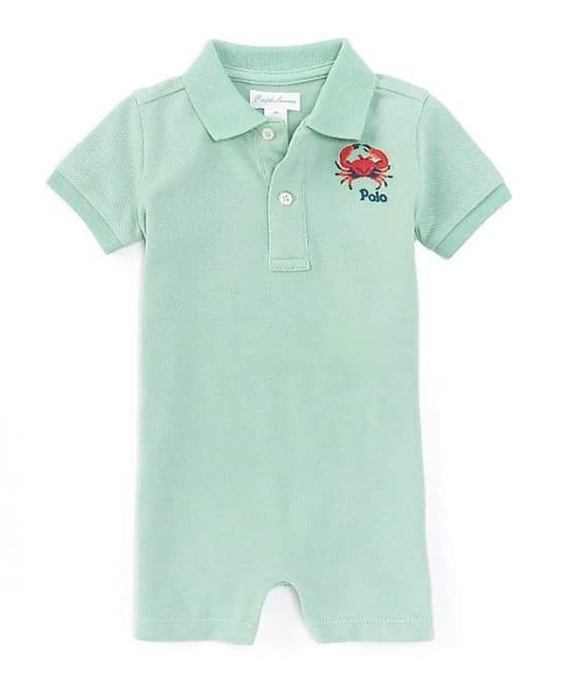 Baby Boys 3-24 Months Short Sleeve Crab-Embroidered Shortall