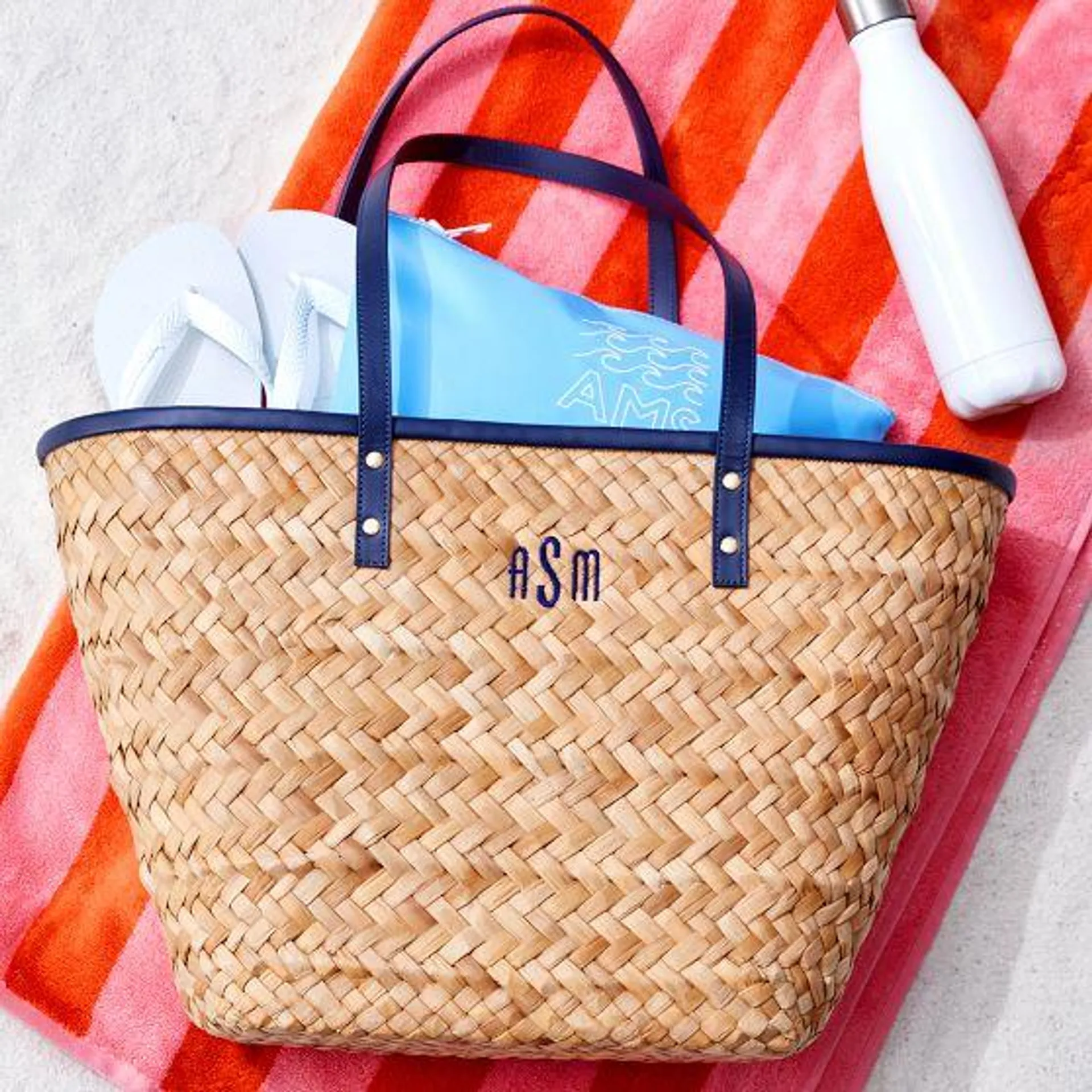 Striped Palm Leaf Tote