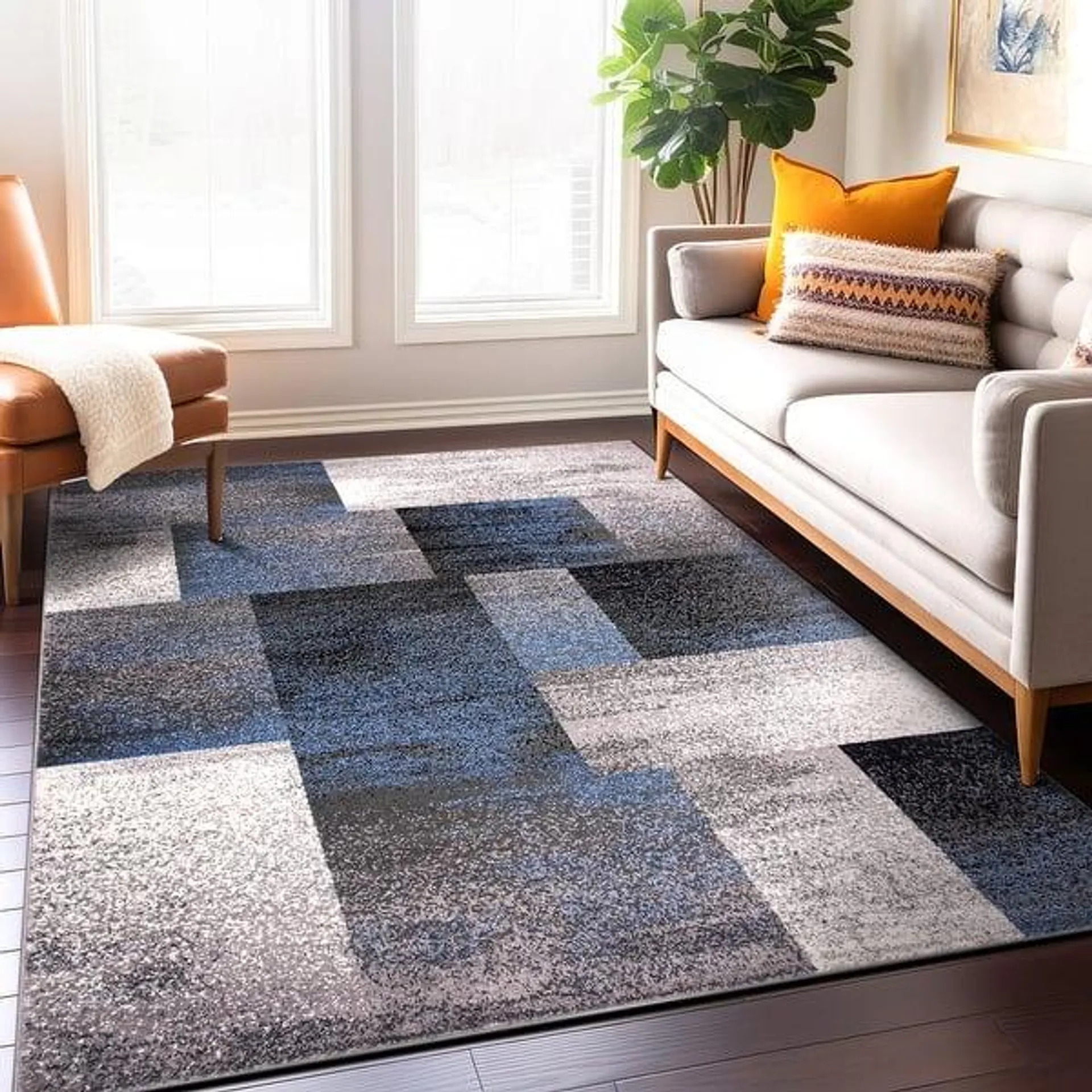 World Rug Gallery Modern Geometric Boxes Area Rug