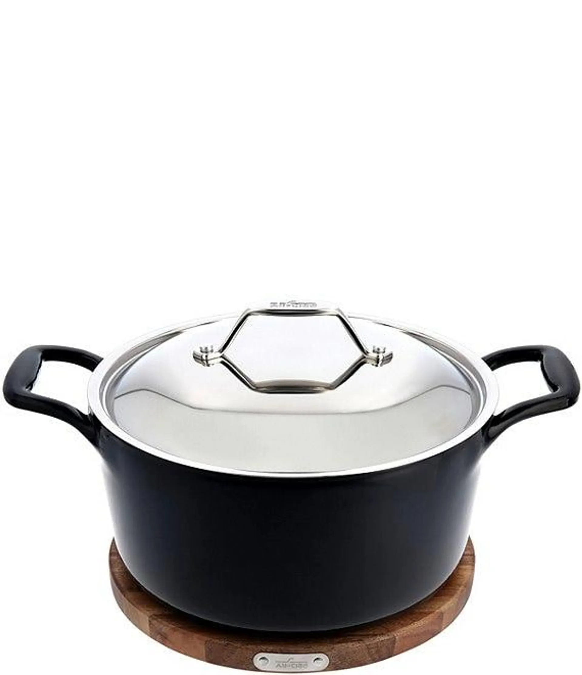 Enameled Cast Iron 6-Quart Dutch Oven with Lid and Acacia Wood Trivet