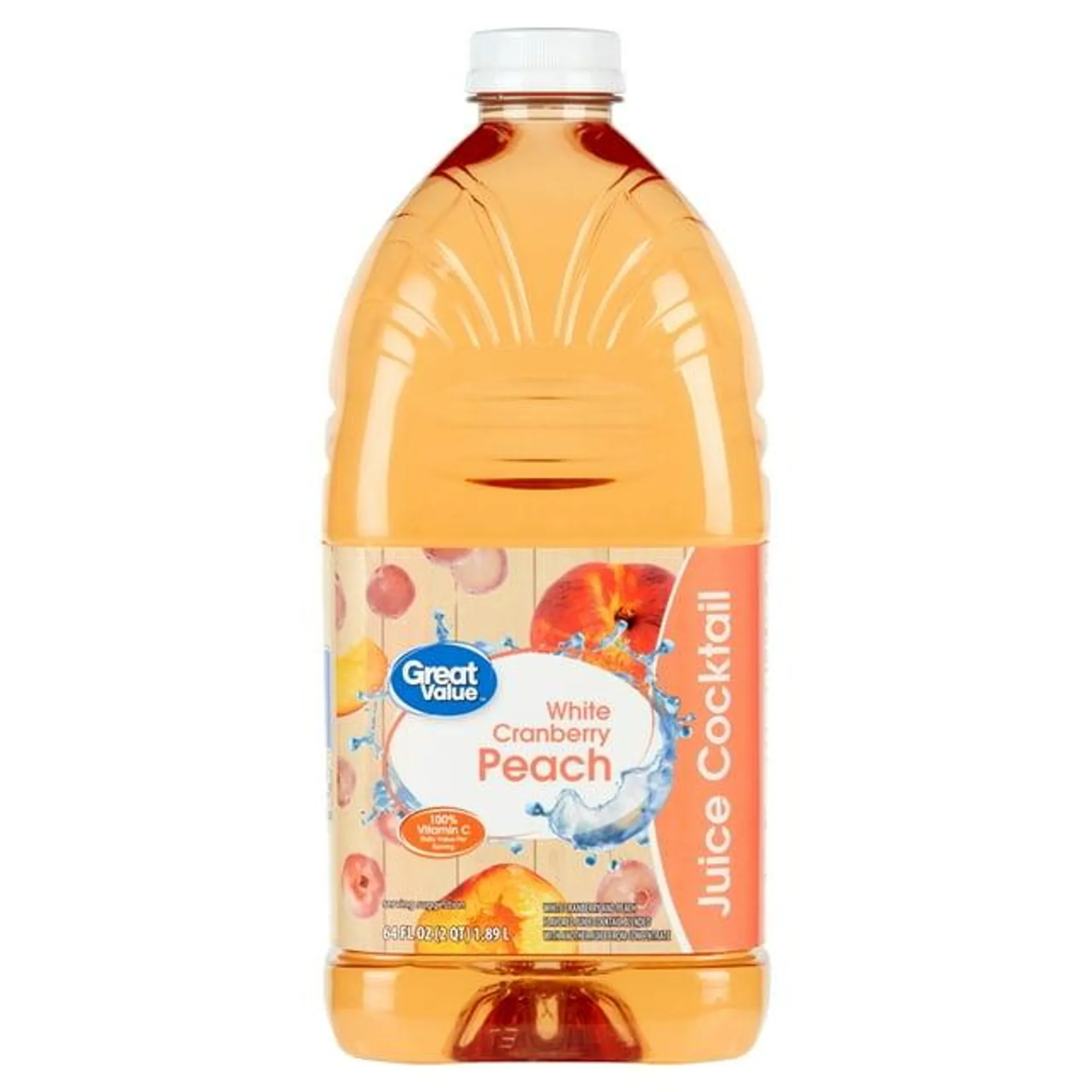 Great Value White Cranberry Peach Juice Cocktail, 64 fl oz