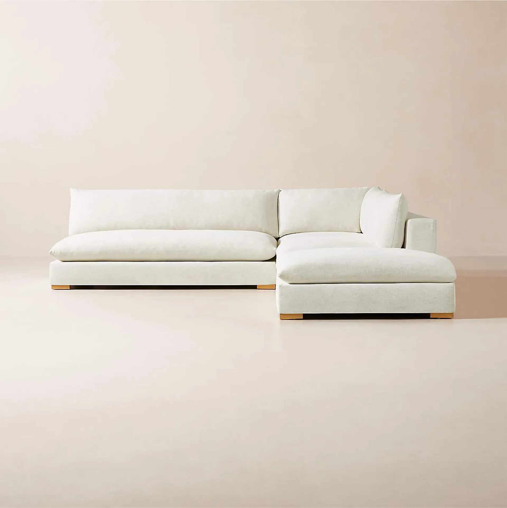 Deseo 4-Piece Modular L-Shaped White Performance Fabric Sectional Sofa With Loveseat