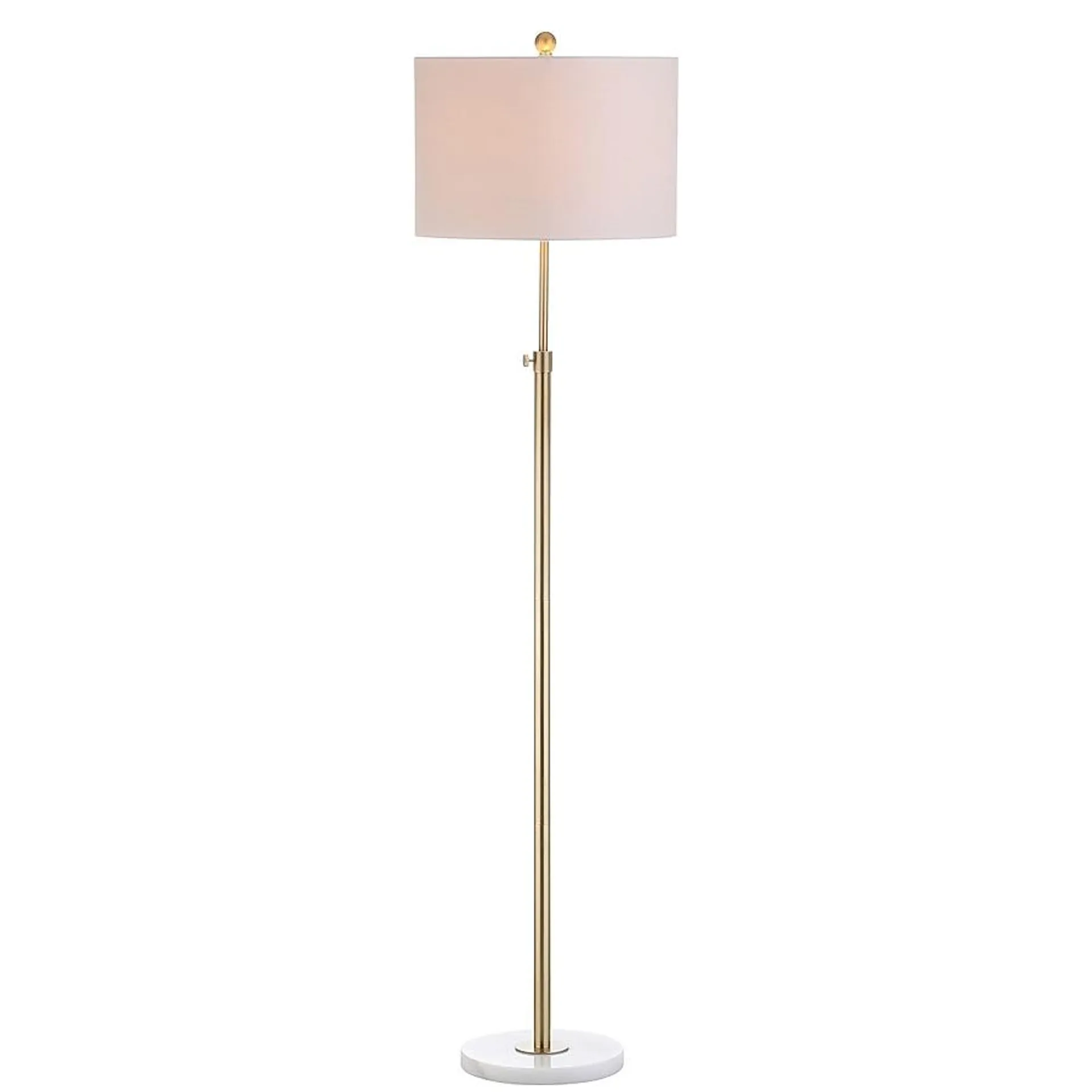 JONATHAN Y June Metal/Marble Adjustable Modern Glam 65-in Brass Gold/White Shaded Floor Lamp