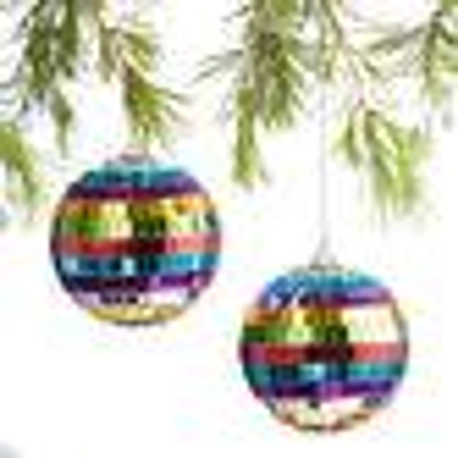 Rainbow Mirrored Disco Ball Ornaments Set of 2