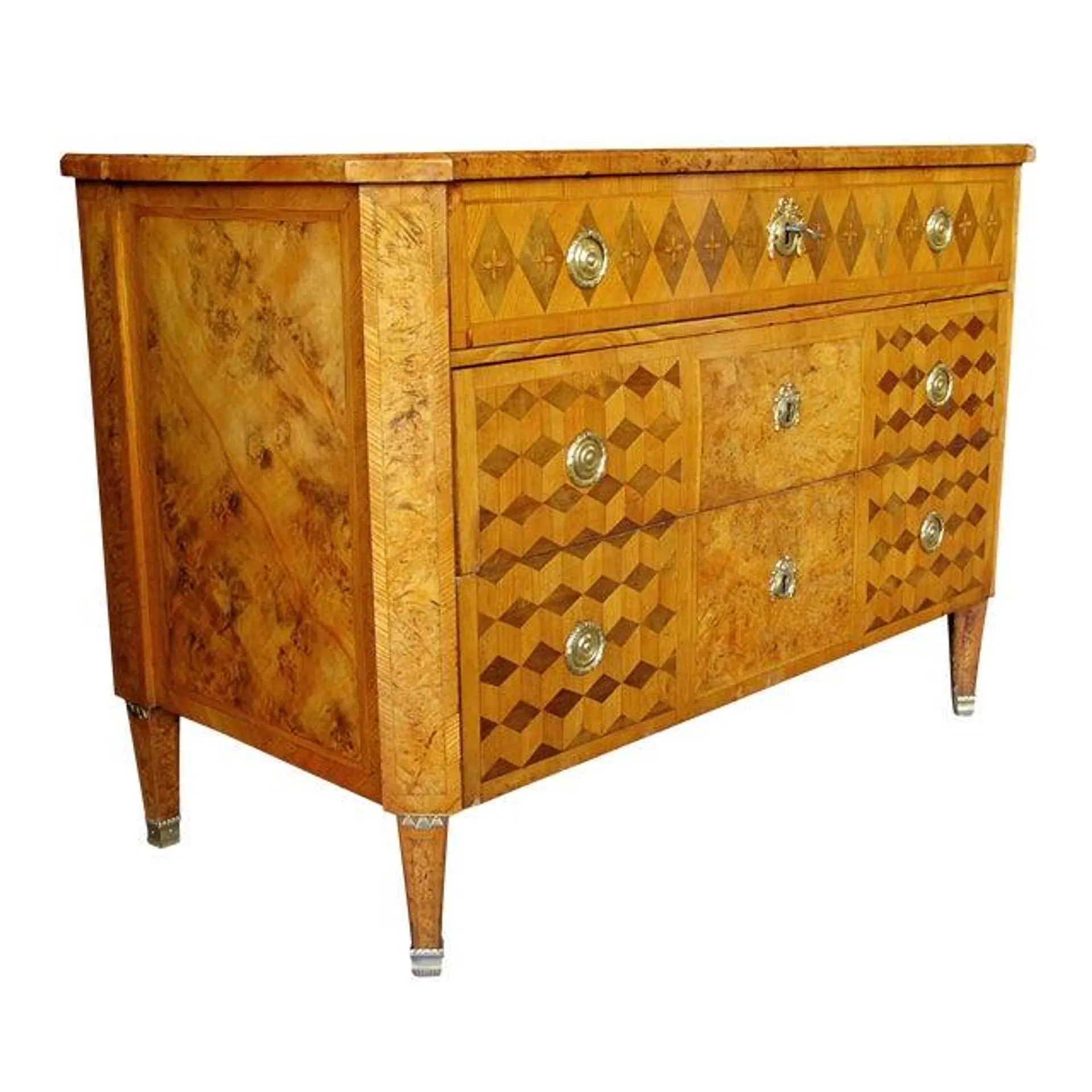 A Handsome Swedish Gustavian Alder Root Parquetry Chest