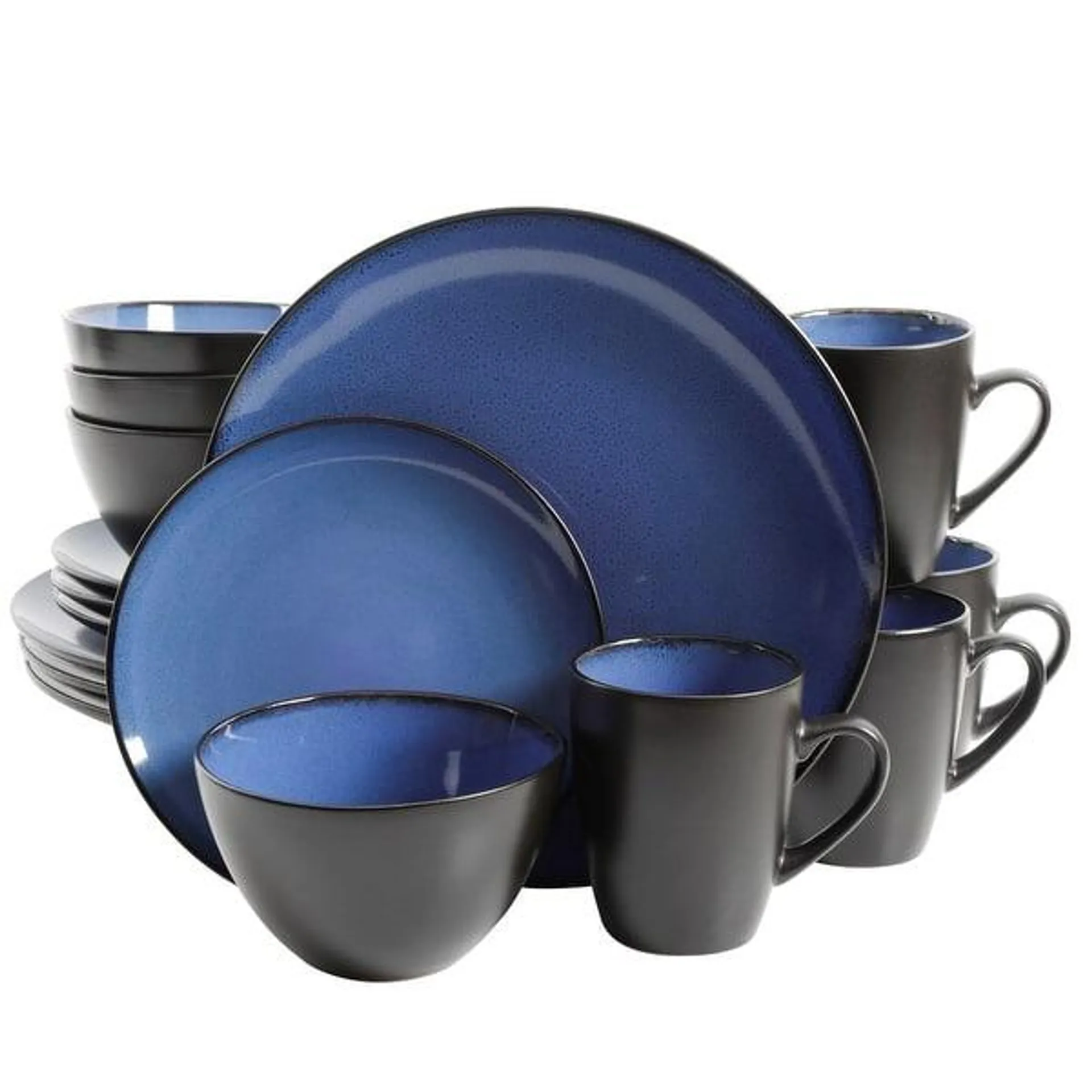 Gibson Soho Lounge Round 16-Piece Dinnerware Set - Blue