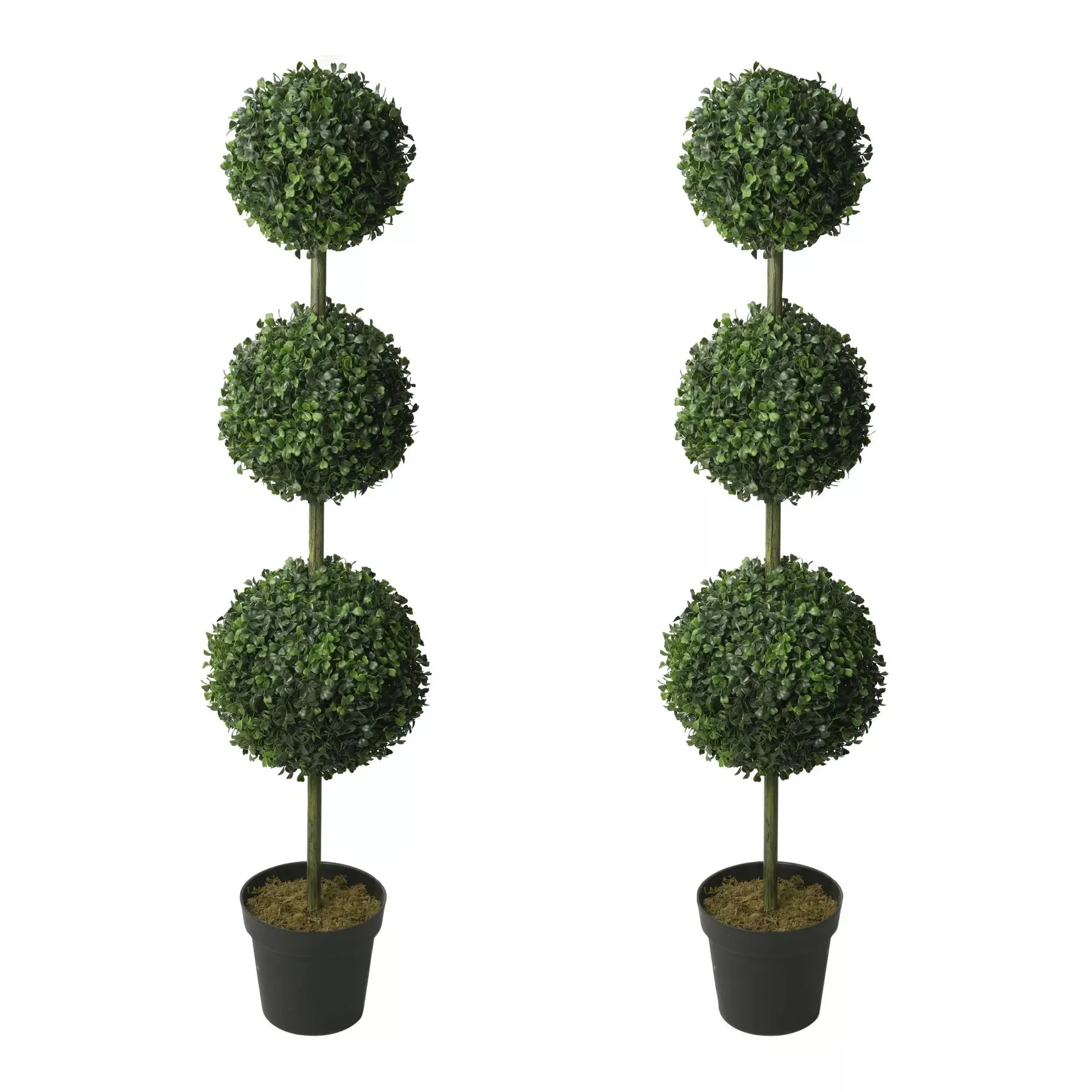 Aurora International 4' Boxwood Triple Ball Faux Topiary Tree in Plastic Pot, 2 pk.