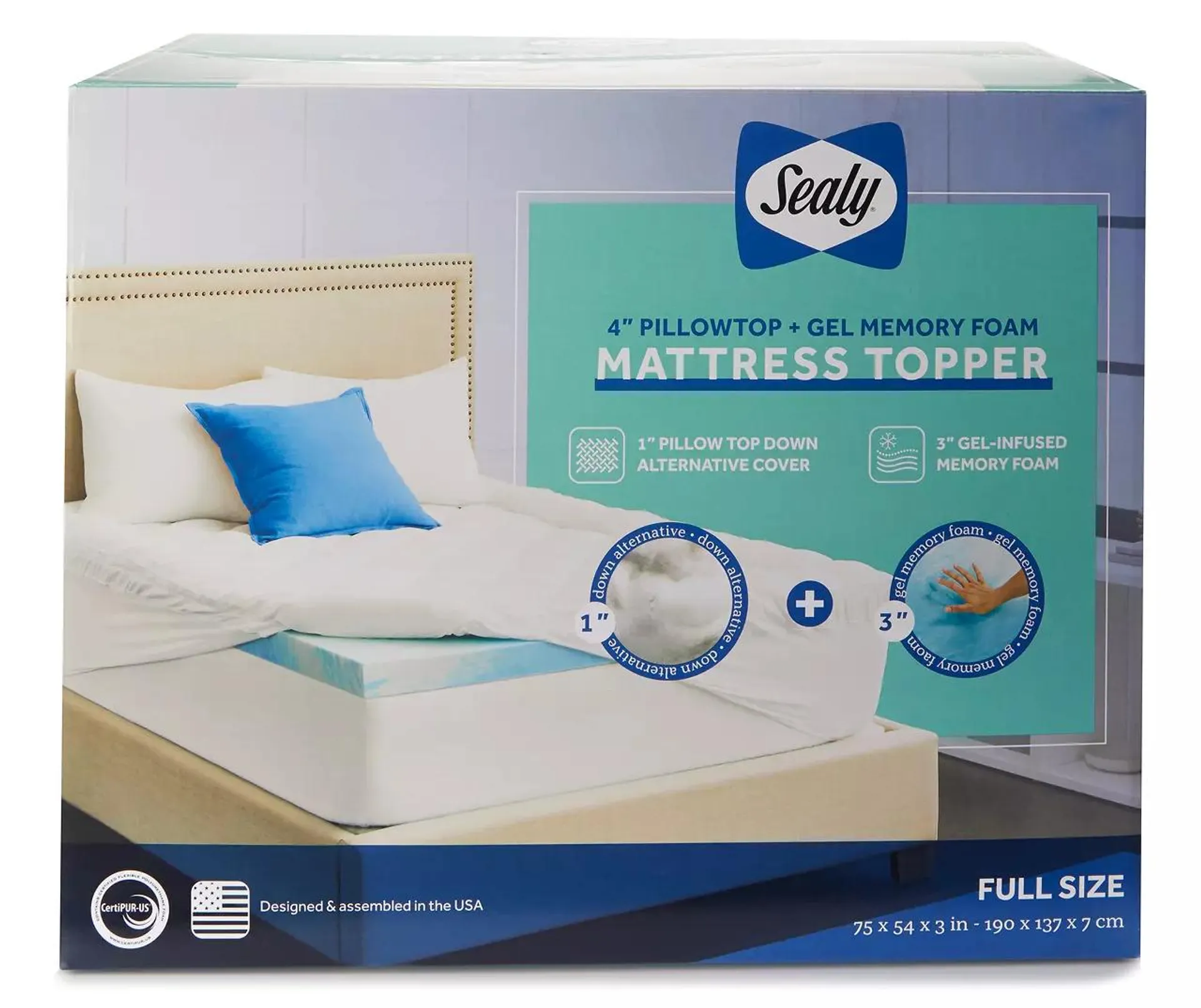 4" Pillow Top & Gel Memory Foam Full Mattress Topper