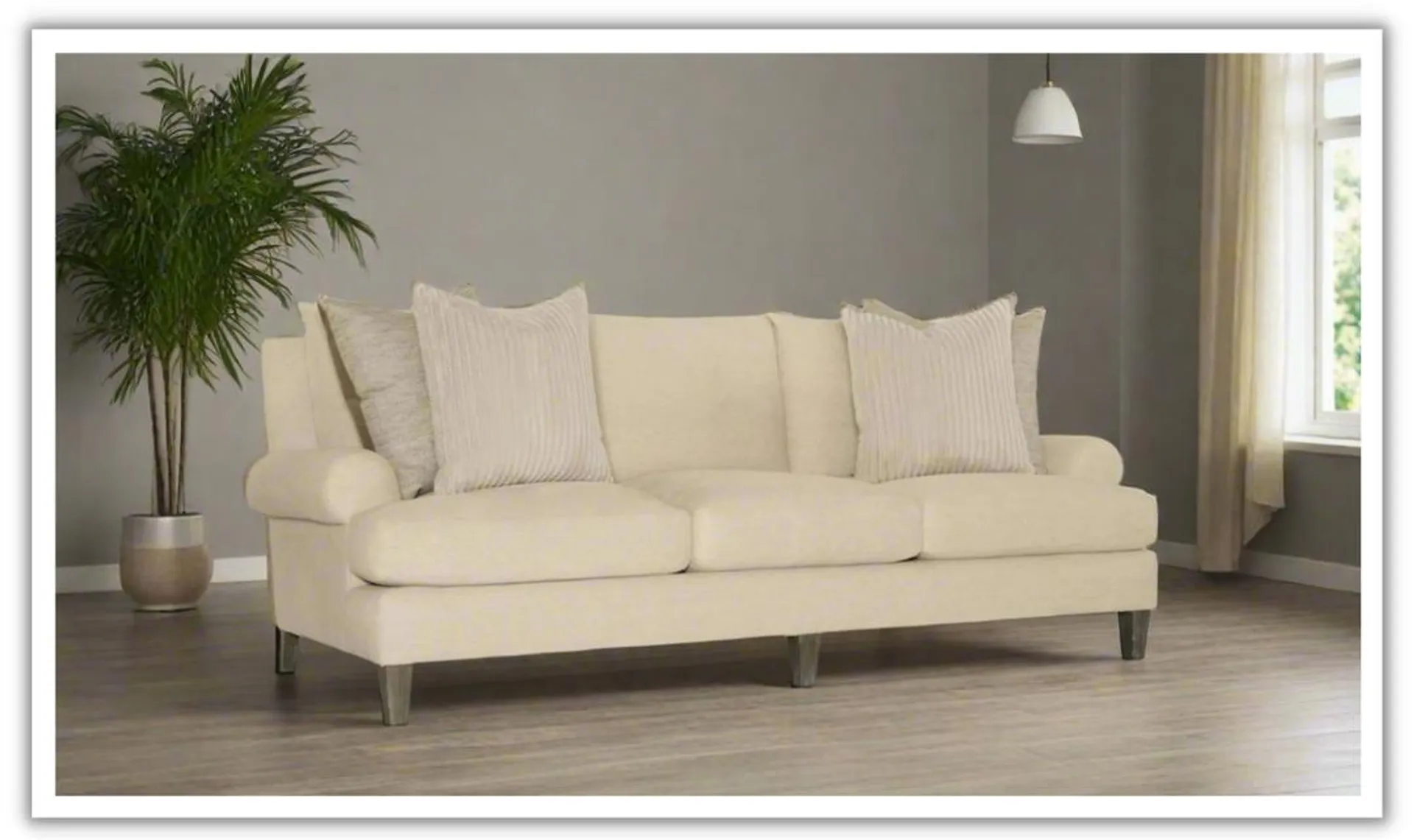 Bernhardt Isabella 3-Seater Fabric Sofa in Cream