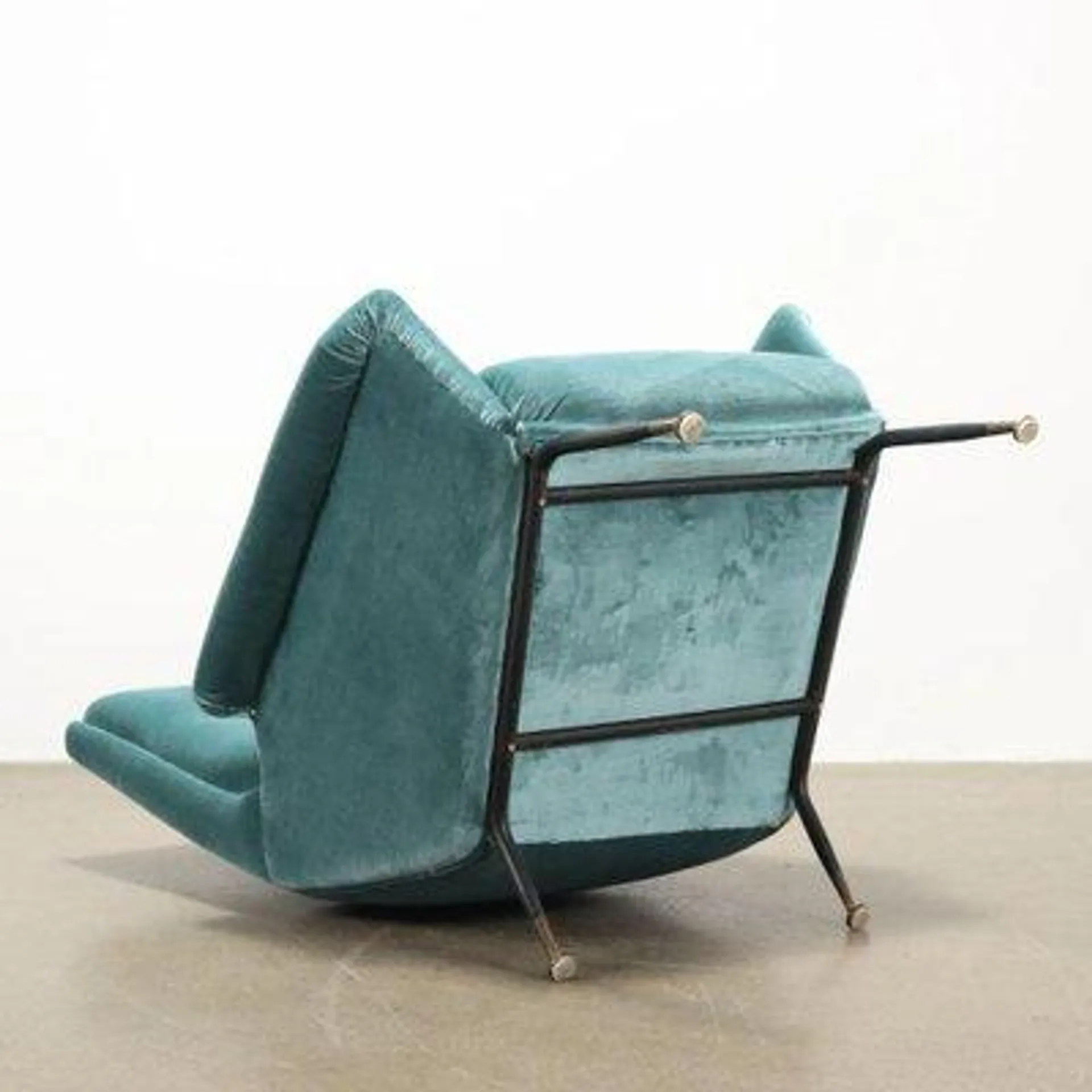 Vintage Velvet & Brass Armchair, Italy, 1960s