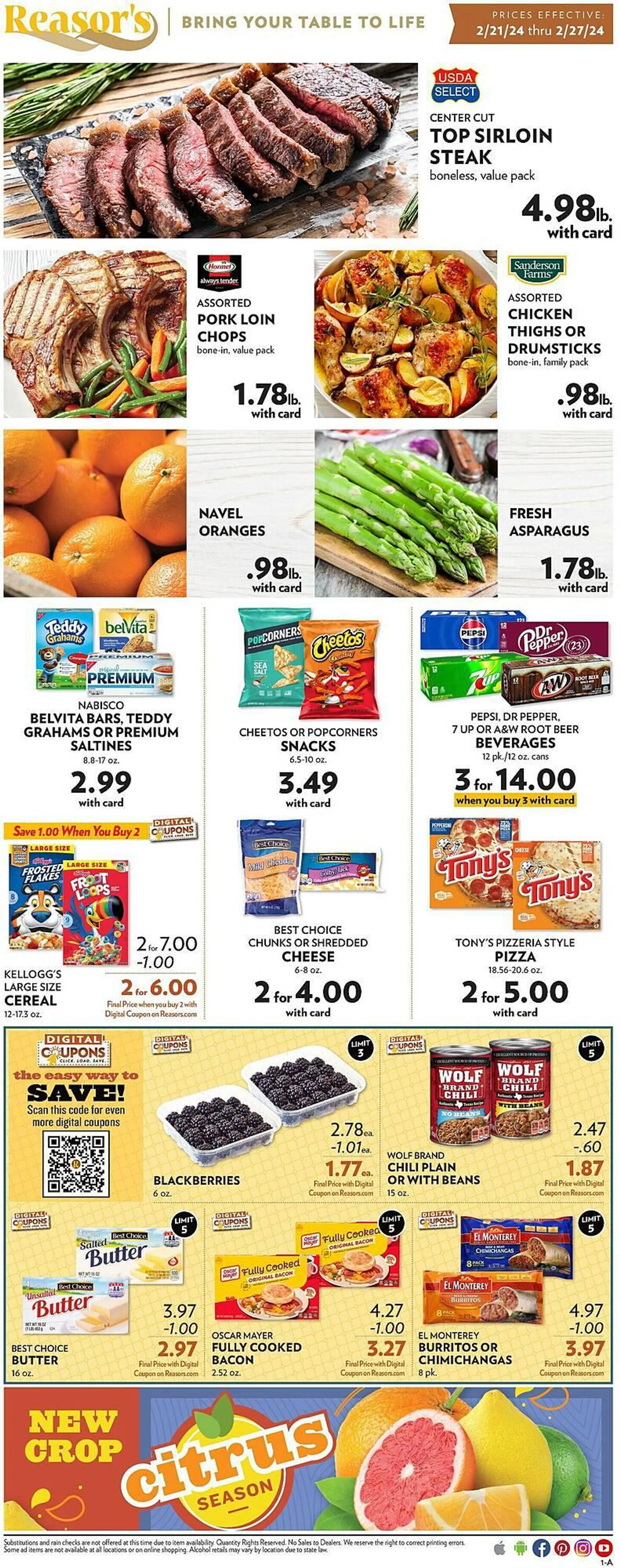 Weekly ad Reasors Weekly Ad from February 21 to February 27 2024 - Page 1