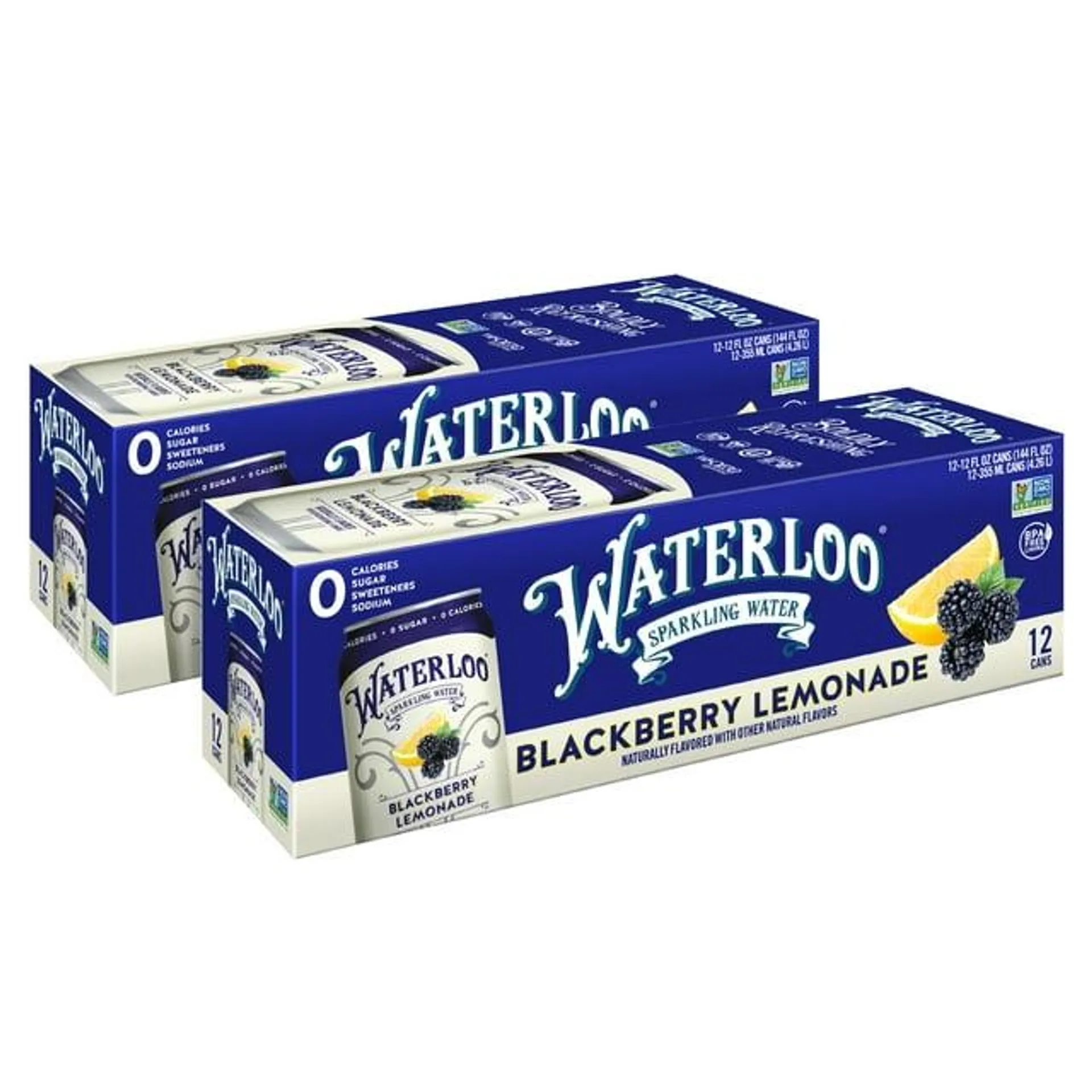 Waterloo Sparkling Water, Blackberry Lemonade, 12 fl oz, 24 Pack Cans