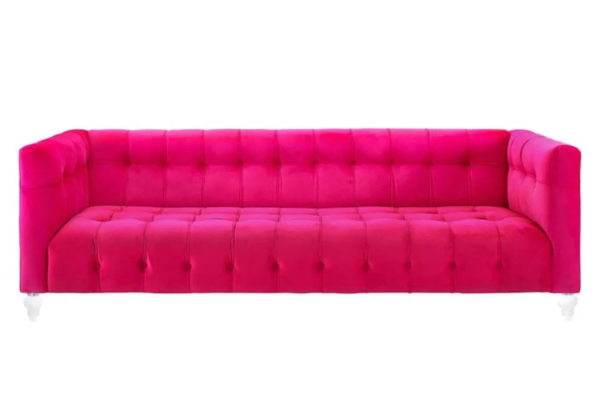 Tatum 91" Hot Pink Velvet Fabric Modern Chesterfield Sofa