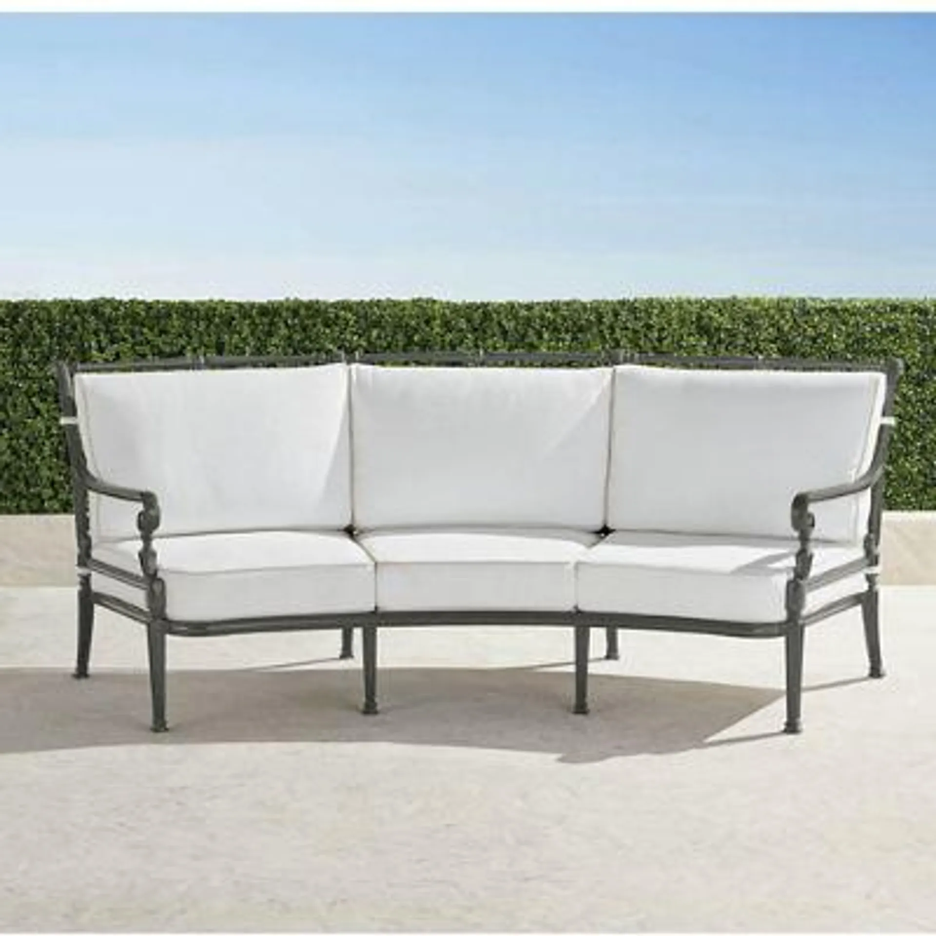 Carlisle Curved Sofa with Cushions in Slate Aluminum