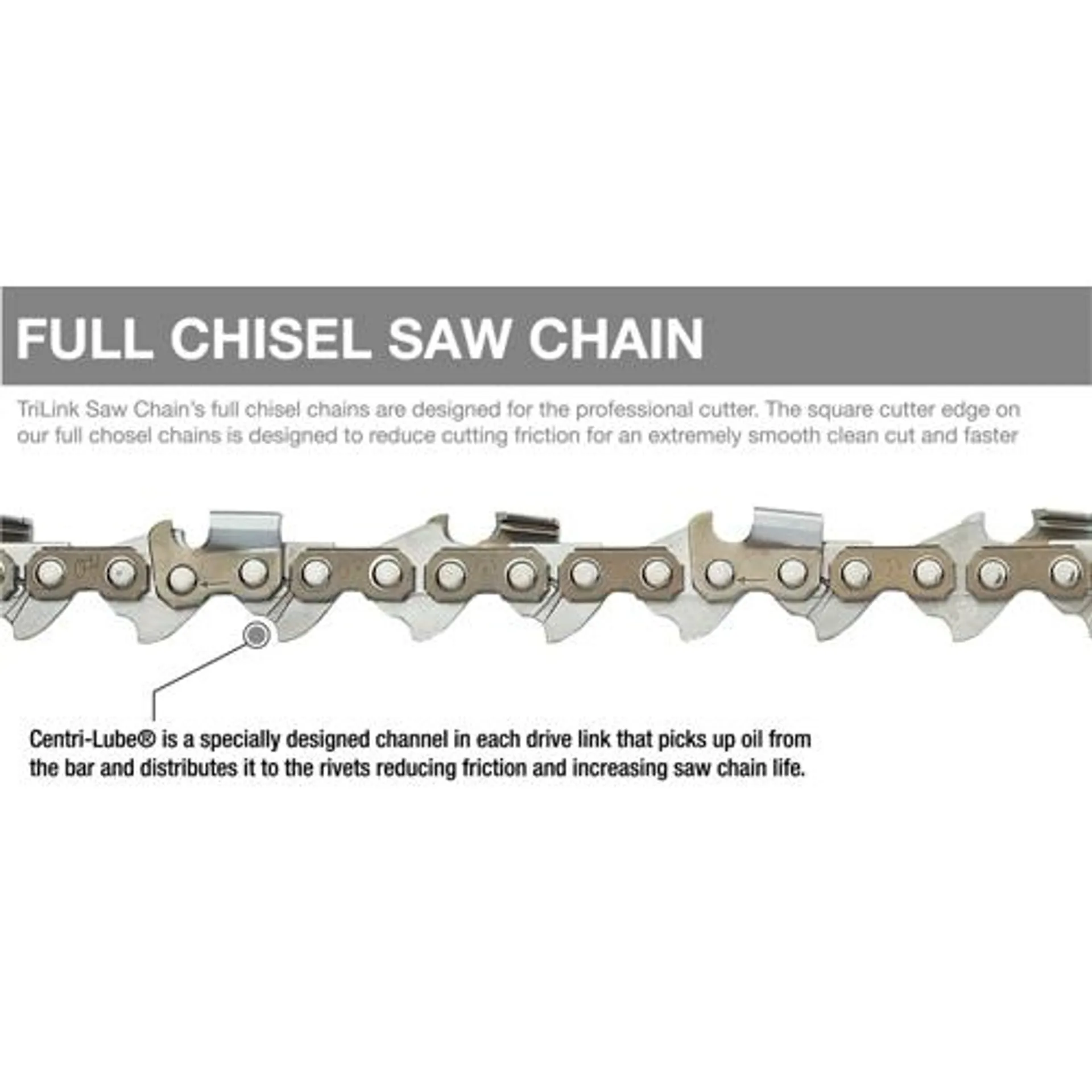 TriLink Full Chisel Saw Chain .325" .050" Ga 3/16" File