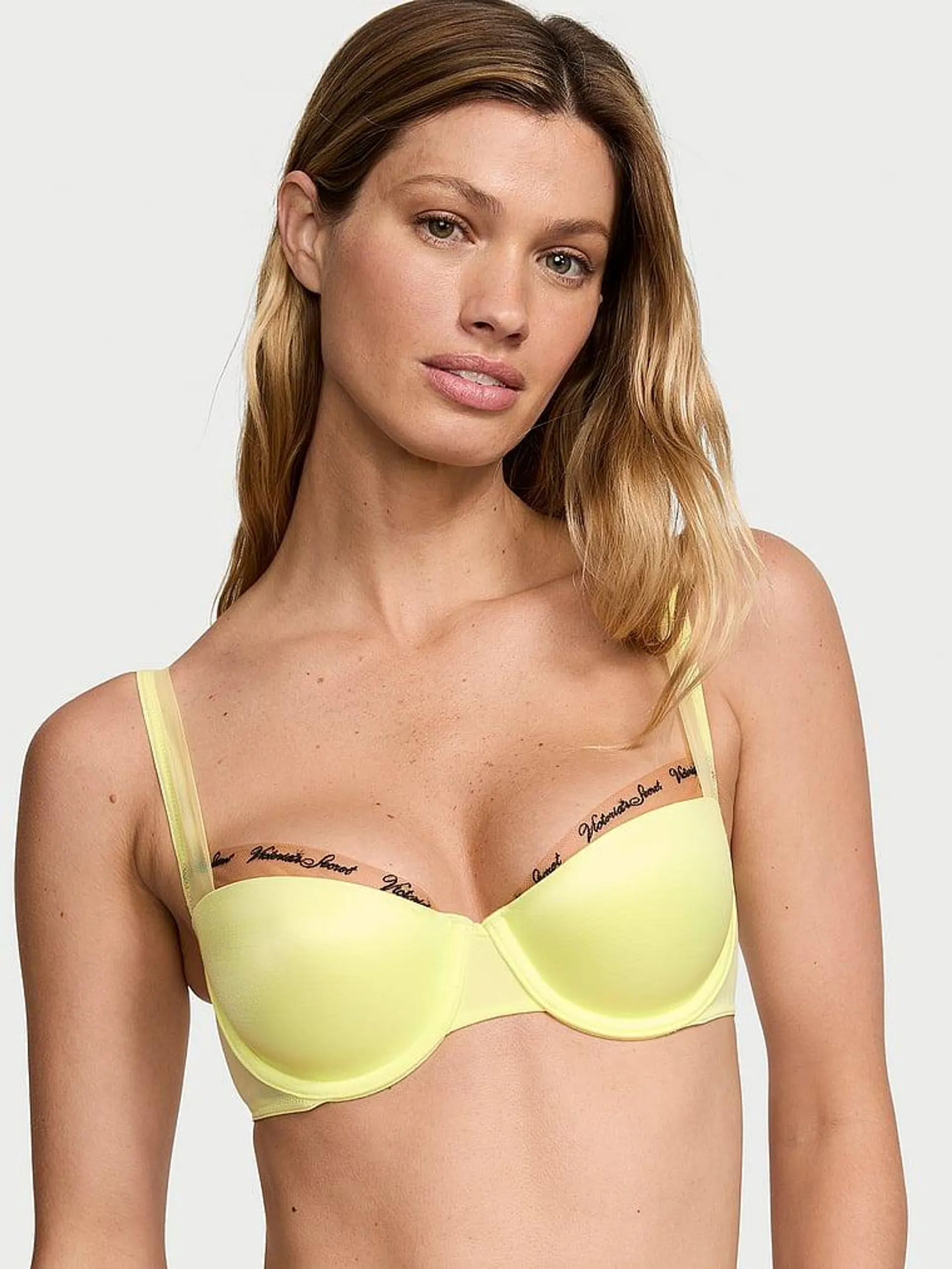 Smooth Logo Embroidery Lightly Lined Balconette Bra