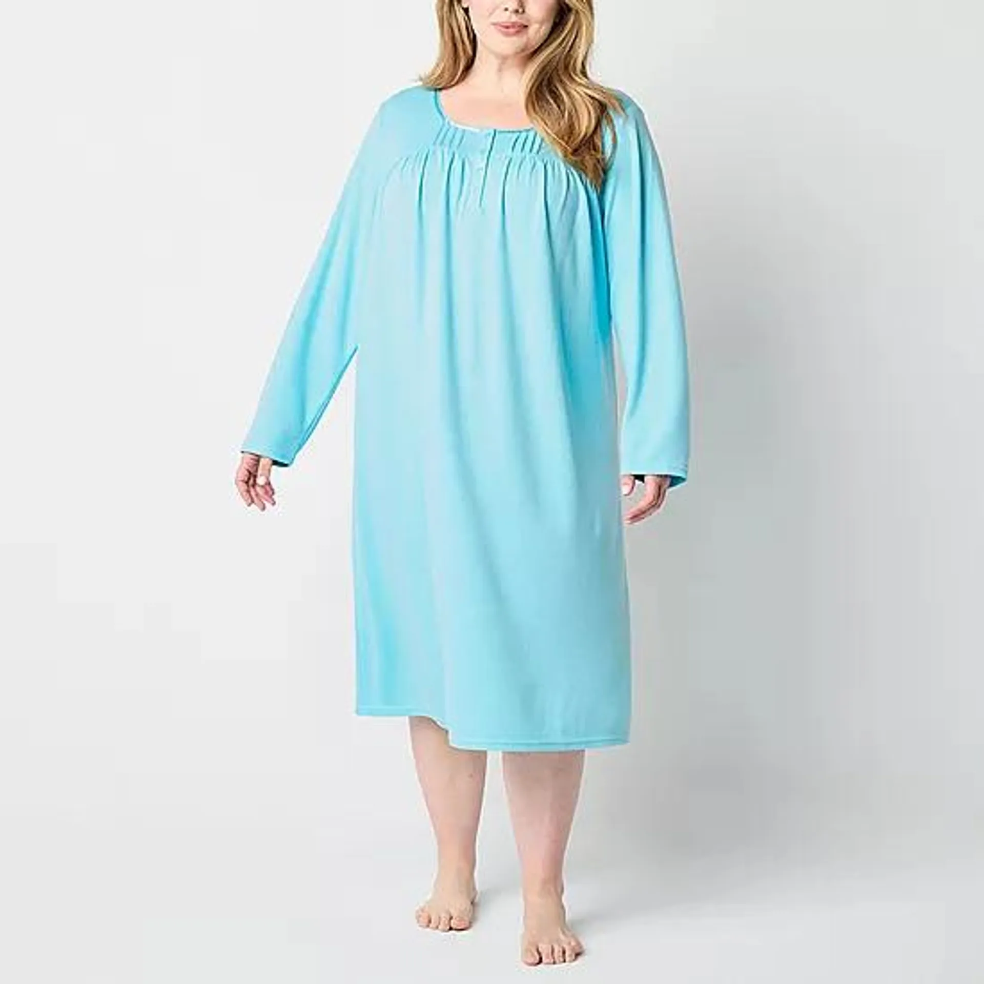 new! Adonna Womens Plus Long Sleeve Round Neck Nightgown