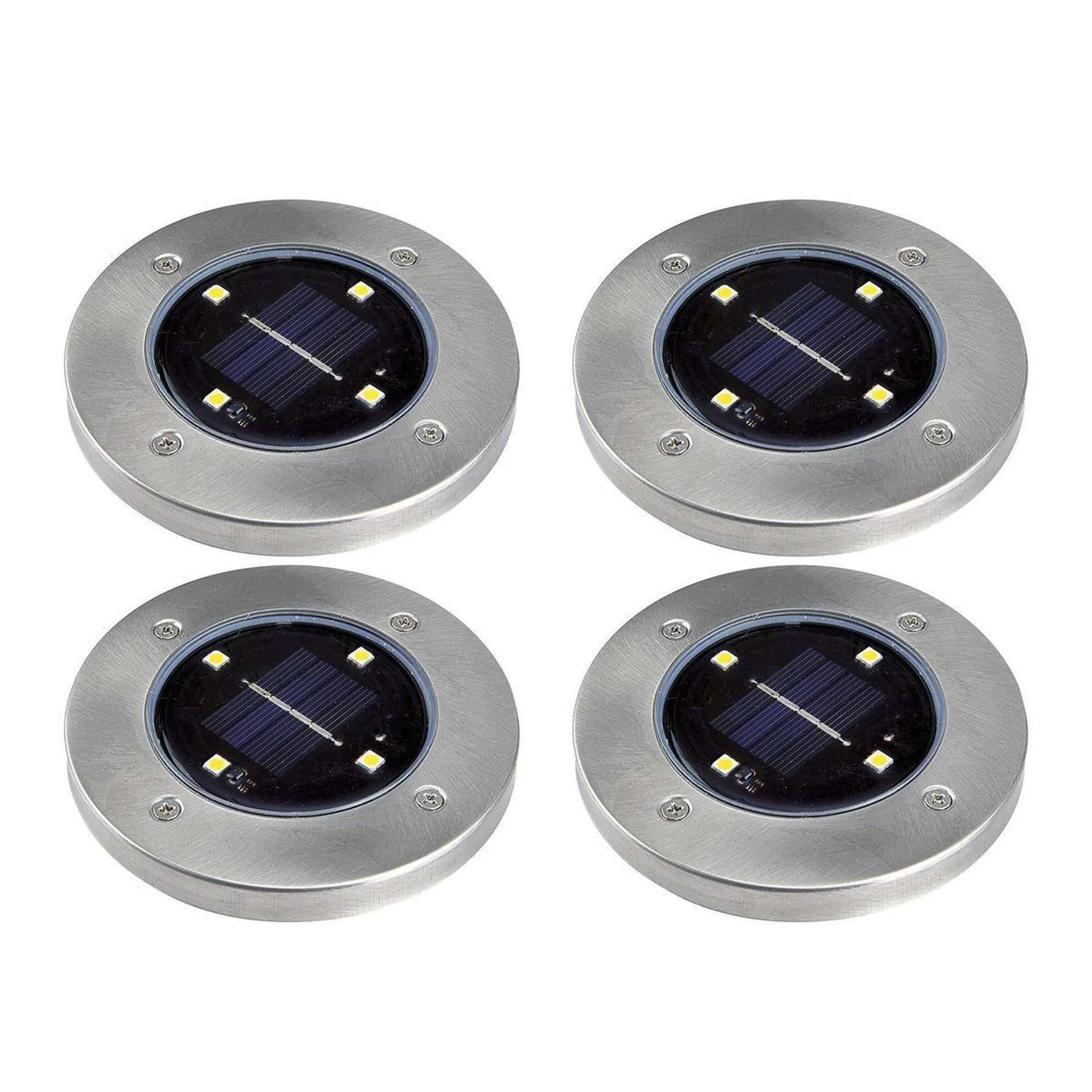 Solar LED In-Ground Disk Lights, 4-Pack