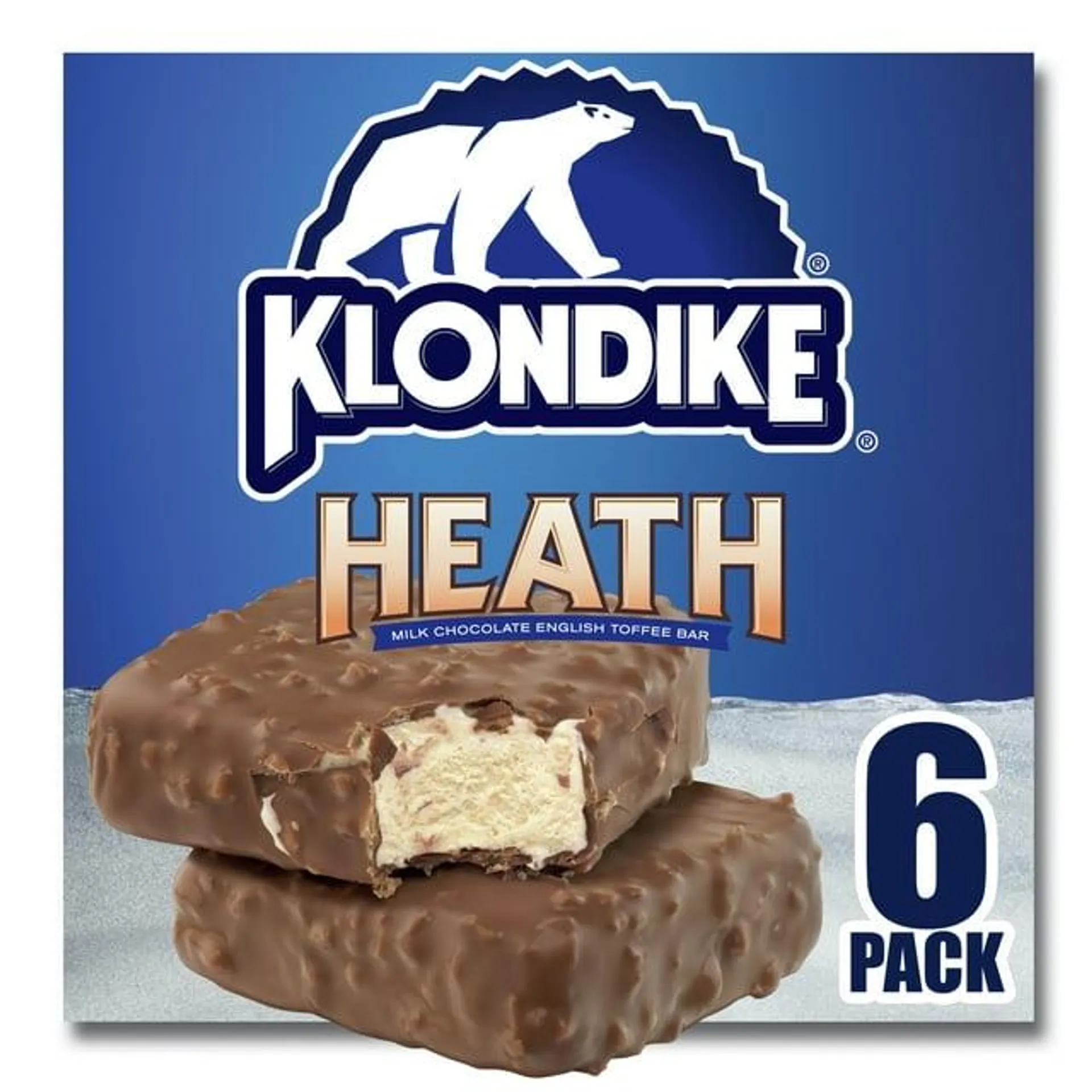 Klondike Heath Crunchy Nonfat Milk Chocolate English Toffee Frozen Dessert Bars, 6 Count