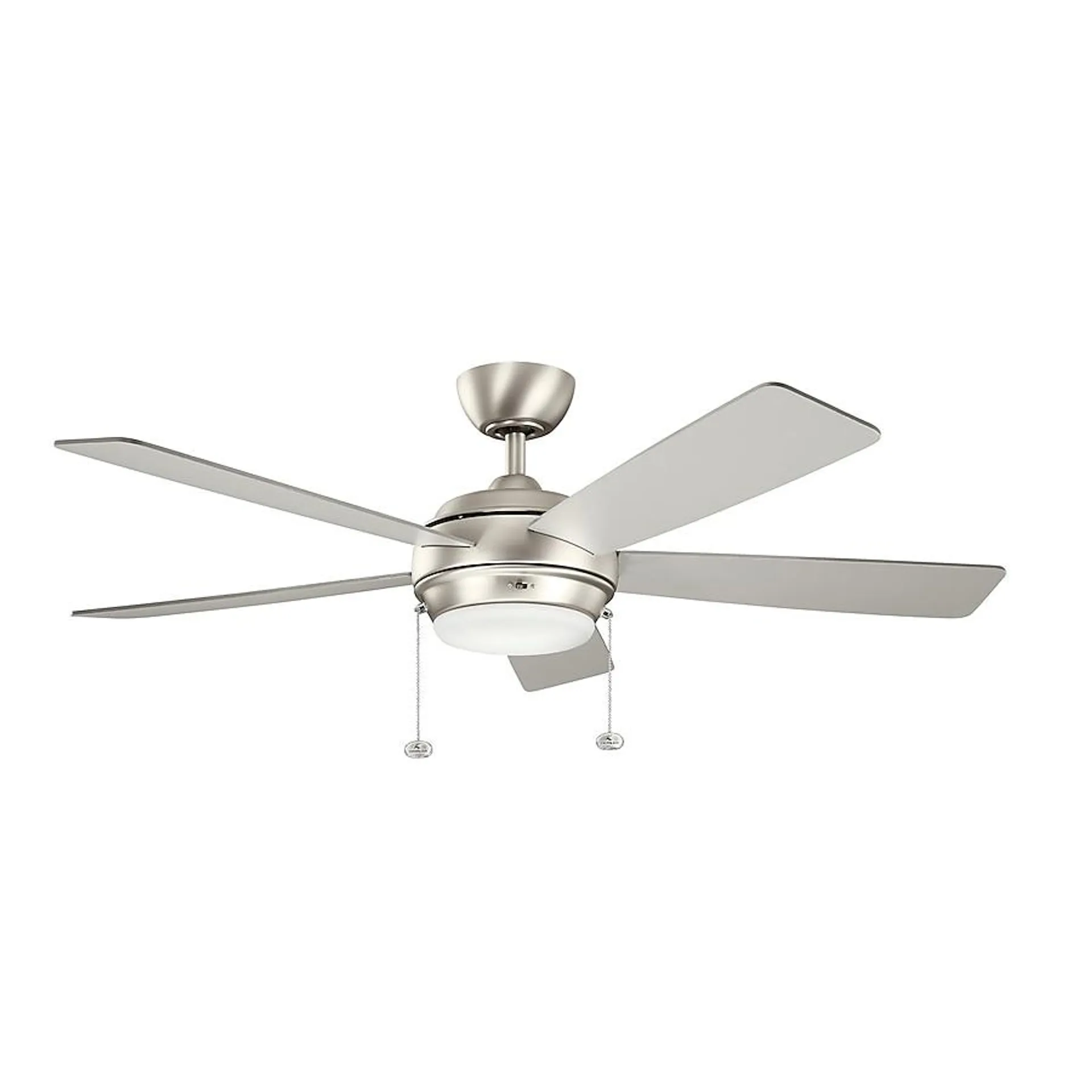 Kichler Starkk 52-in Brushed Nickel with Walnut/Silver Blades Indoor Ceiling Fan with Light (5-Blade)