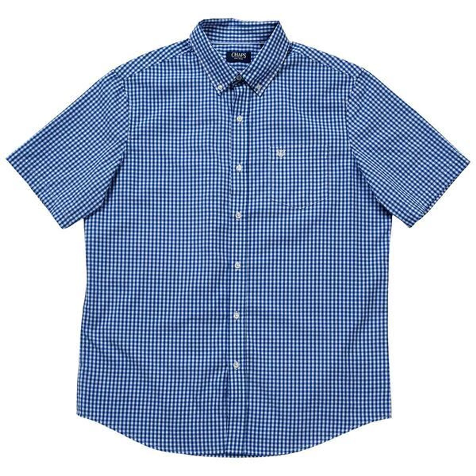 Mens Chaps Checkered Button Down Shirt - Blue Surf