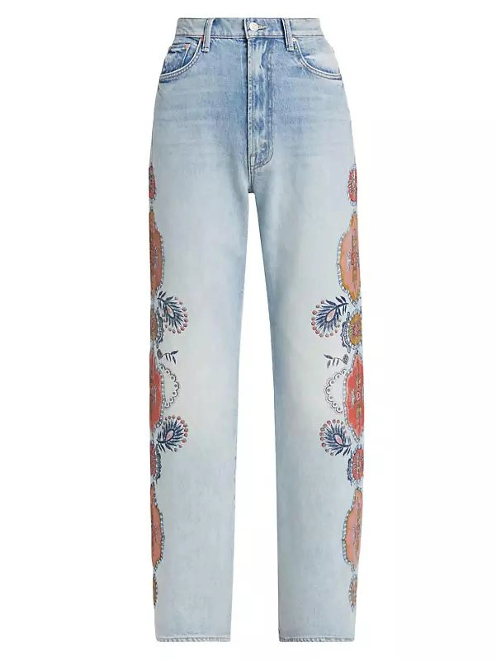 The Maven Sneak Embroidered Wide-Leg Jeans