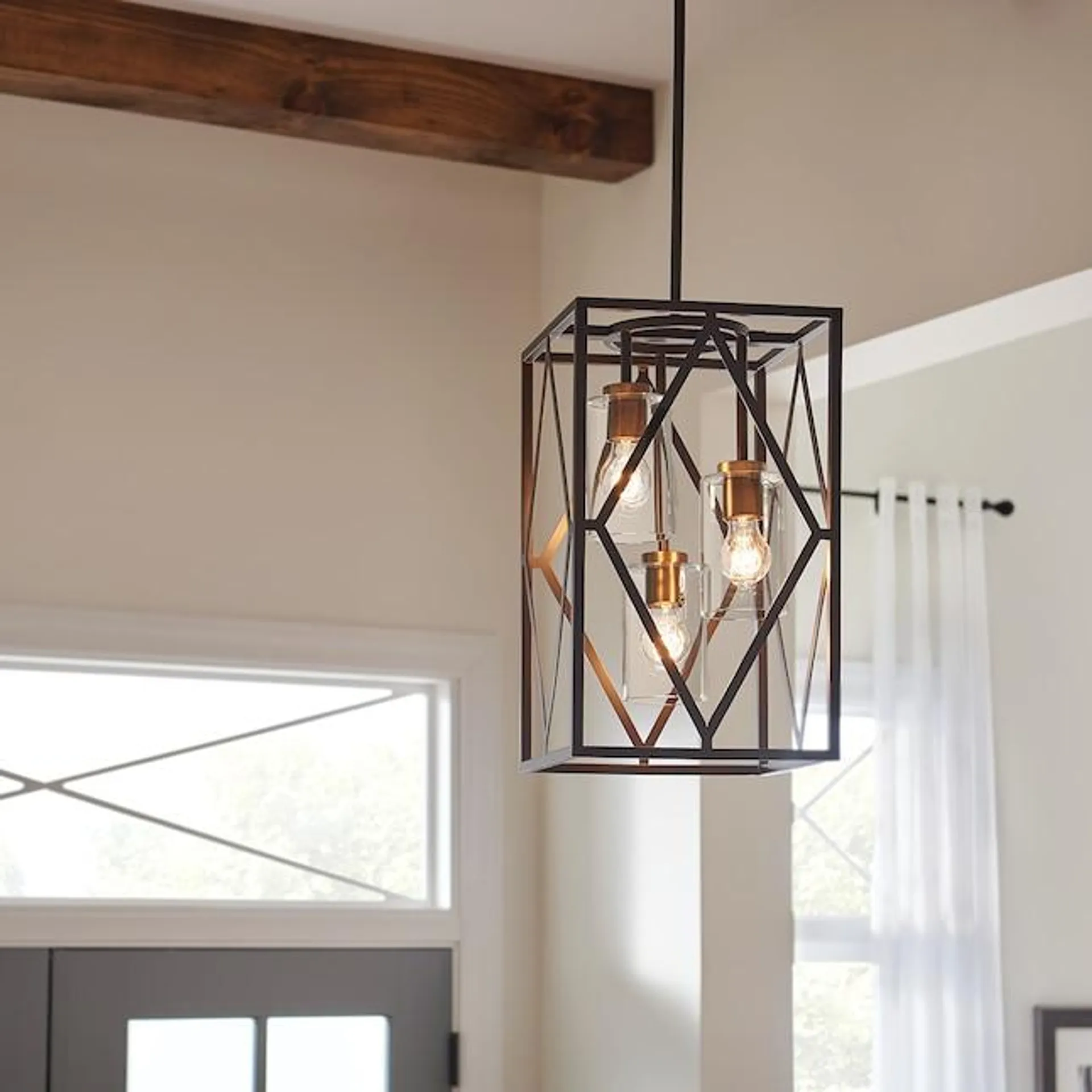 Kichler Solander 3-Light Olde Bronze Traditional Clear Glass Geometric Medium Hanging Pendant Light