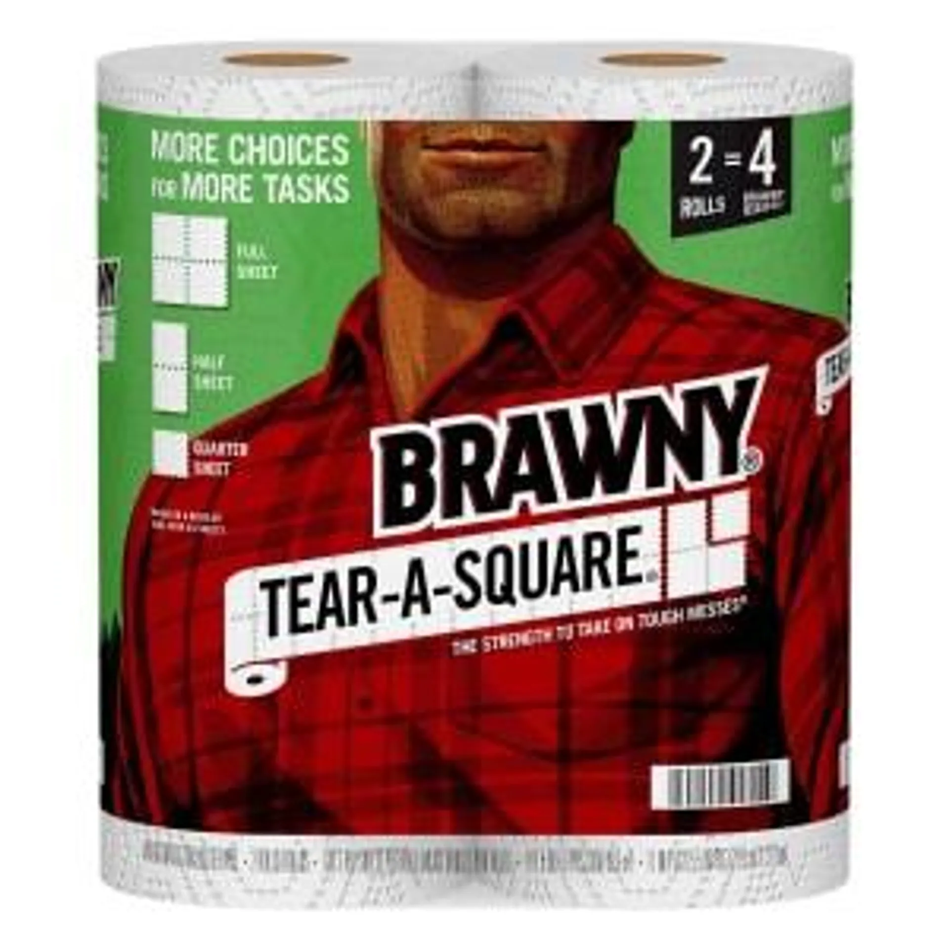 Brawny Tear-A-Square Paper Towels, 2 Rolls