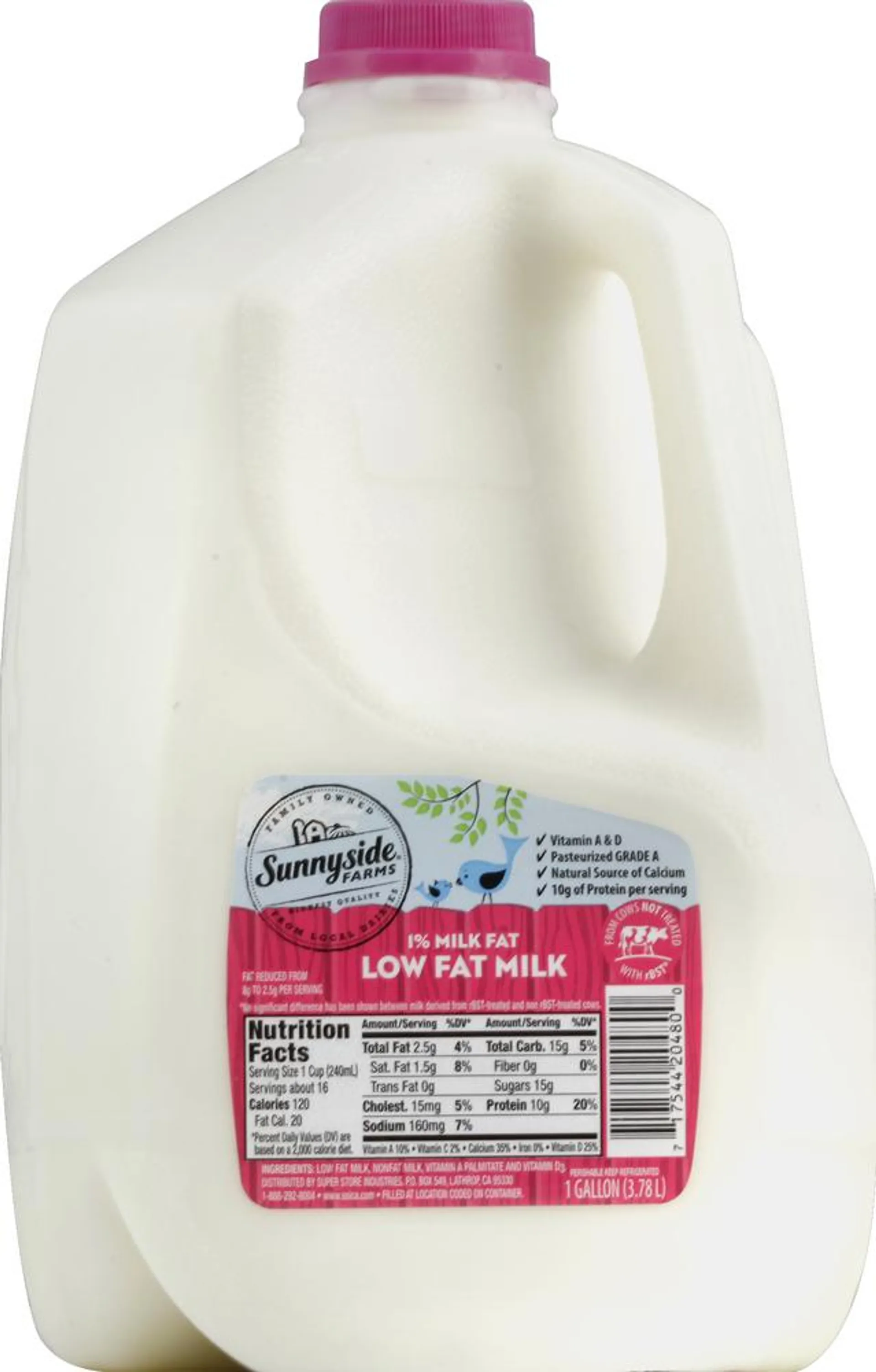 Sunnyside Farms Milk, Lowfat, 1% Milk Fat
