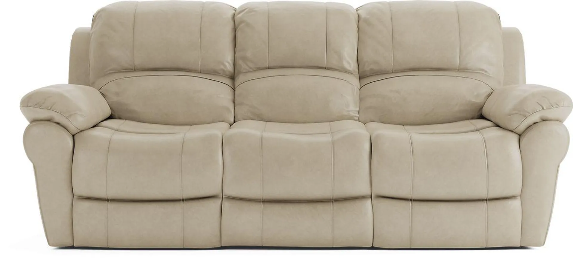 Vercelli Stone Beige Leather Power Reclining Sofa