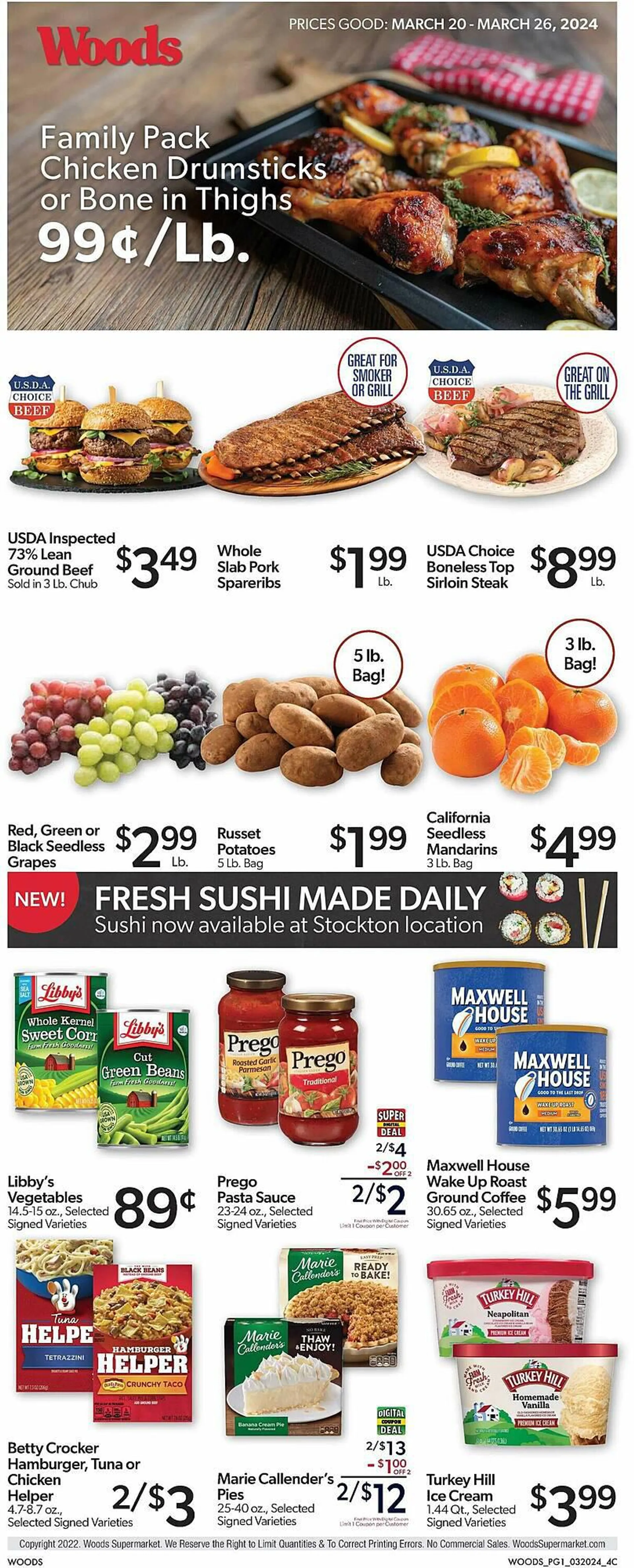 Weekly ad Woods Supermarket Weekly Ad from March 20 to March 26 2024 - Page 1