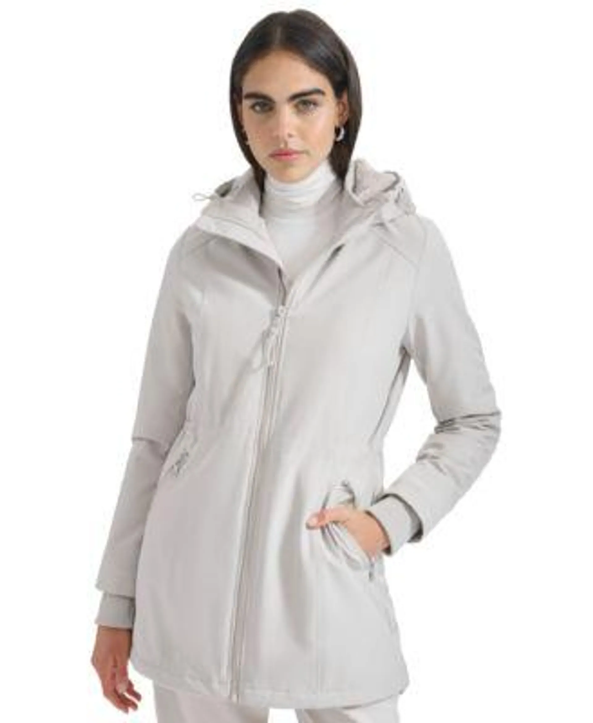 Womens Hooded Faux-Fur-Lined Anorak Raincoat