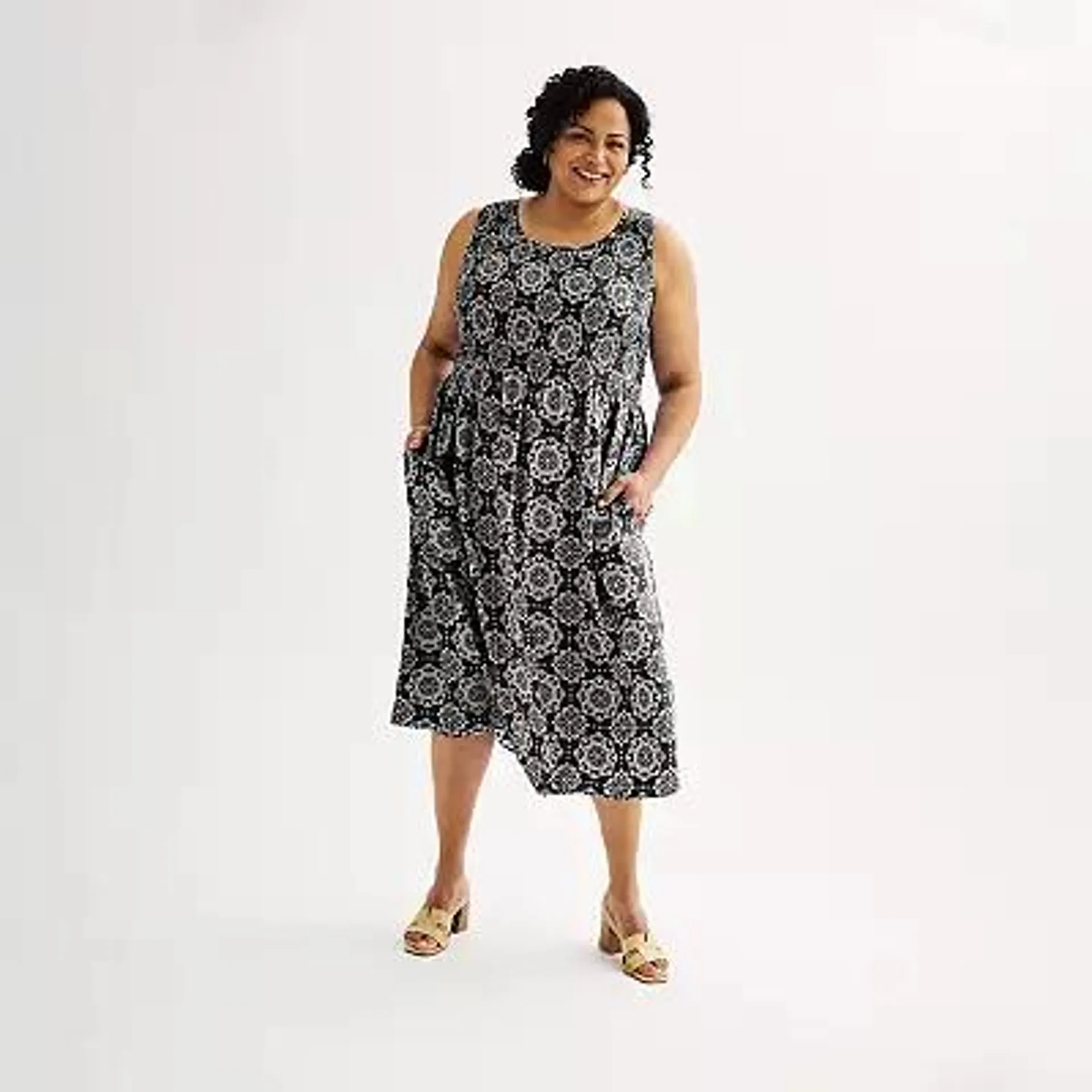 Plus Size Croft & Barrow® Smocked Swing Midi Dress