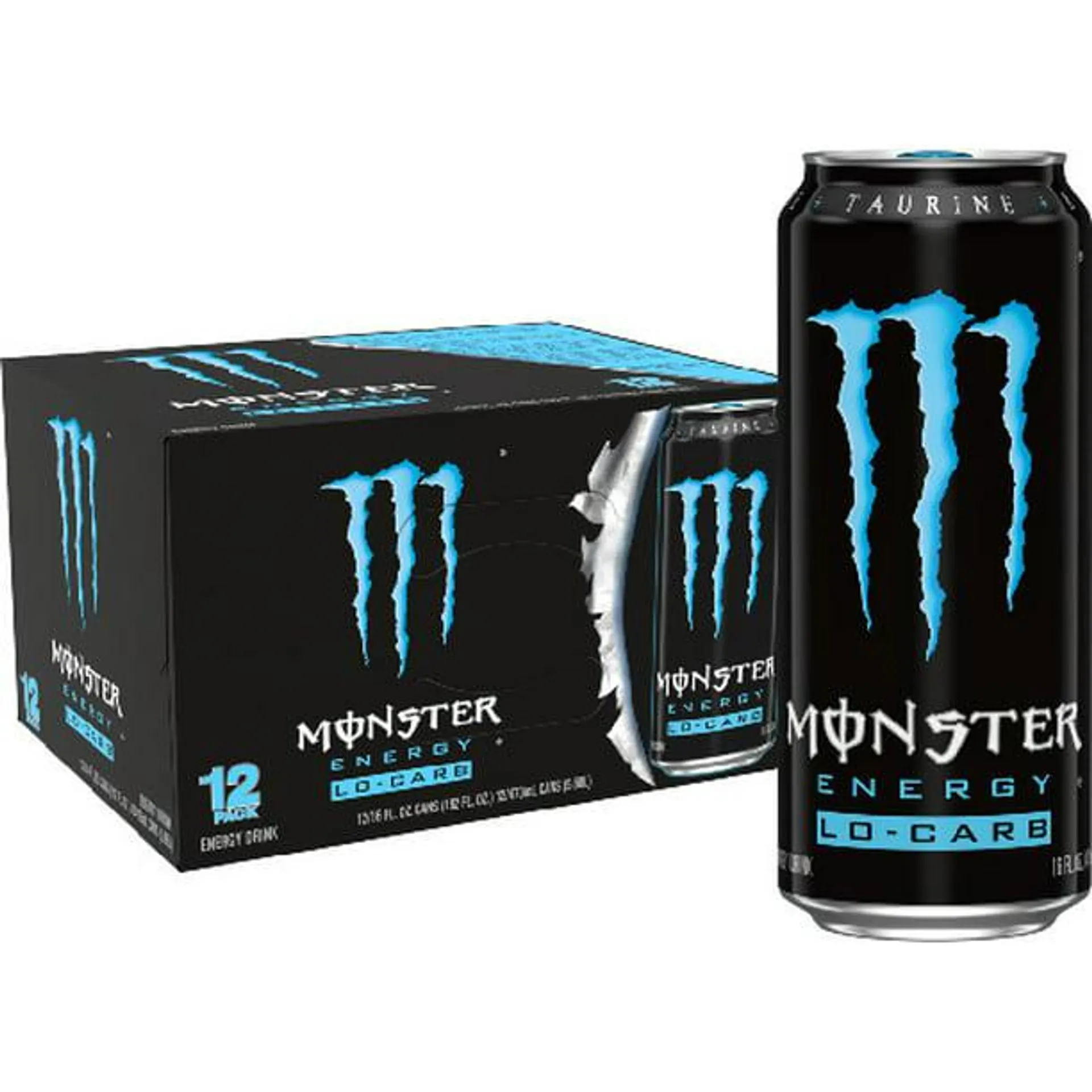 (12 Cans) Monster Energy Lo-Carb, Energy Drink, 16 fl oz