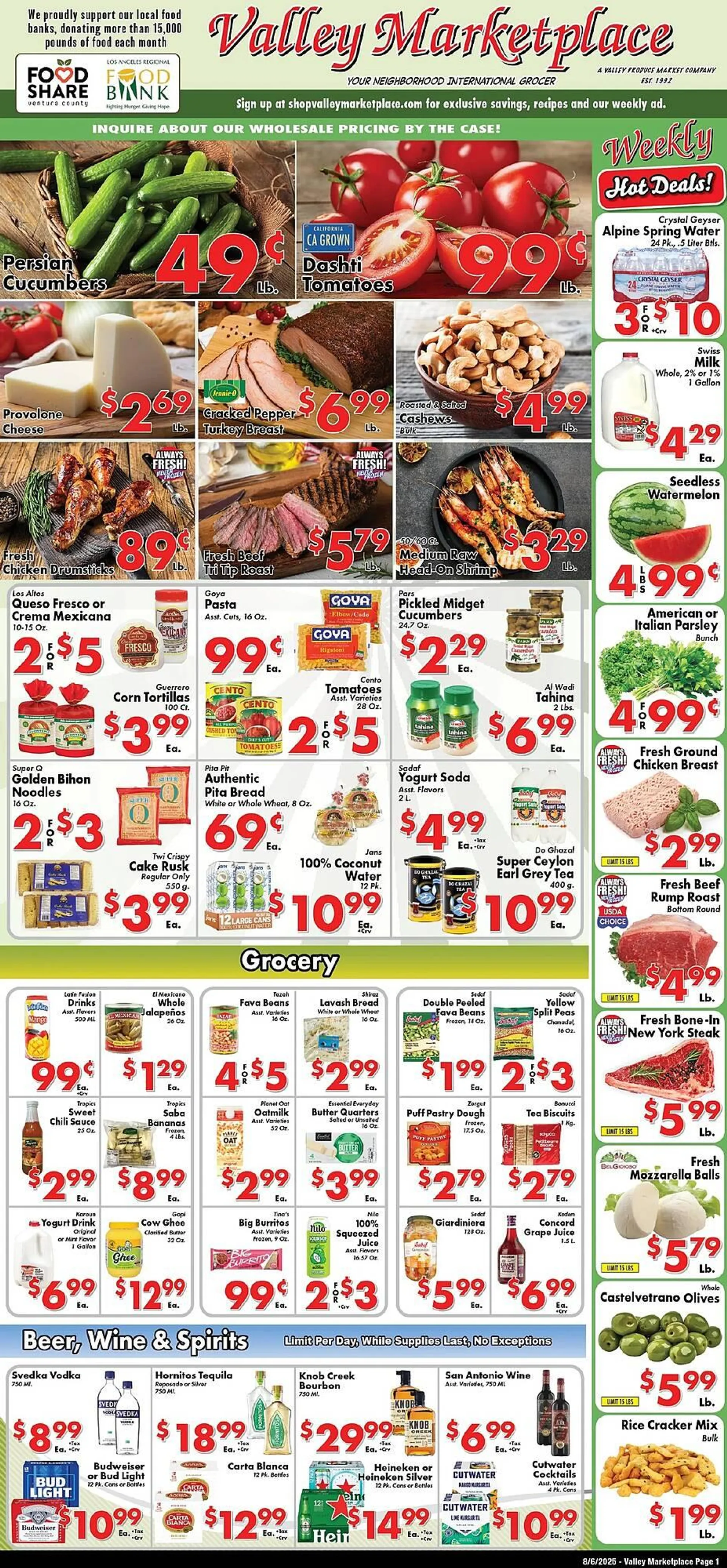 Weekly ad Valley Marketplace ad from August 6 to August 12 2025 - Page 1